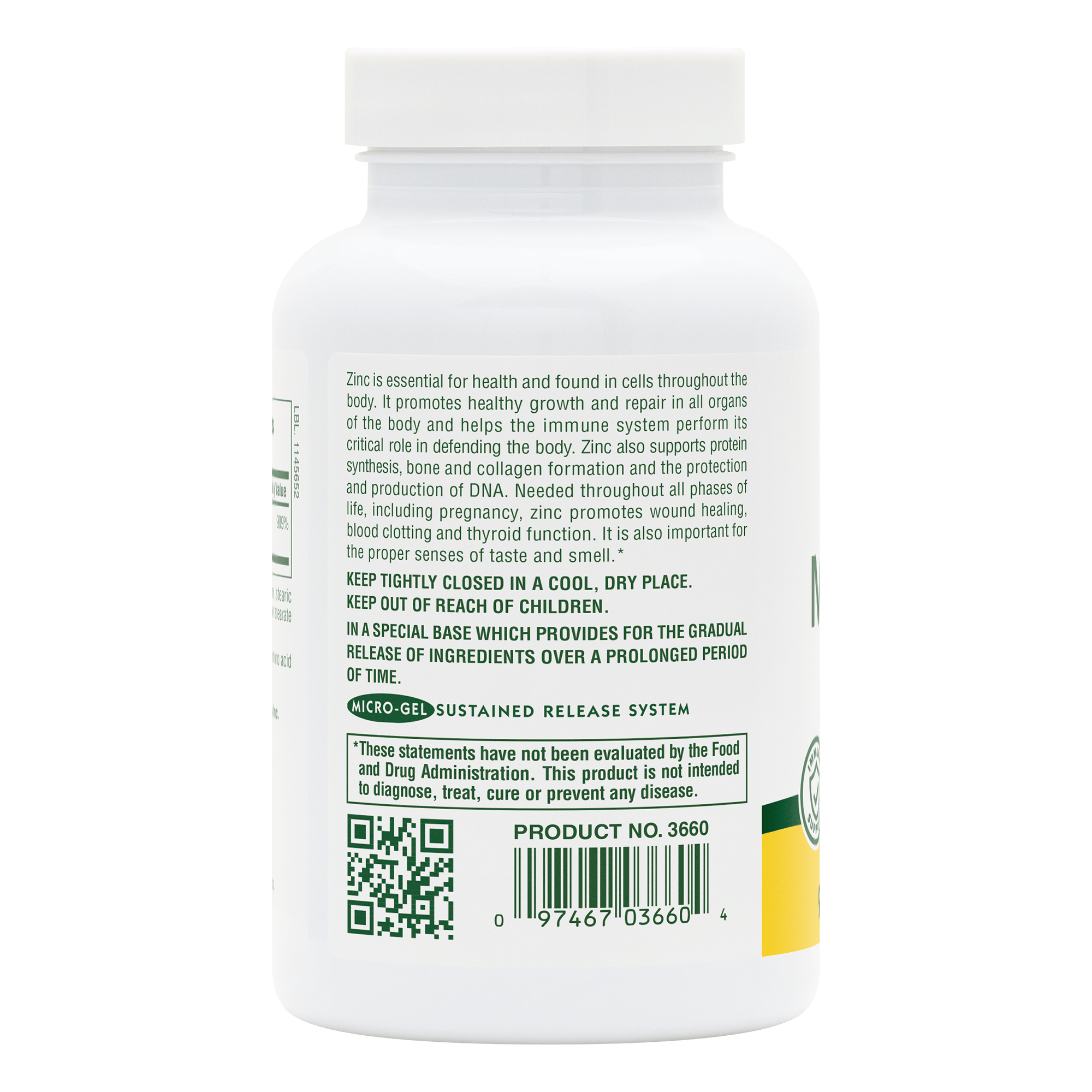 Mega Zinc 100 mg Sustained Release Tablets - 90 Count