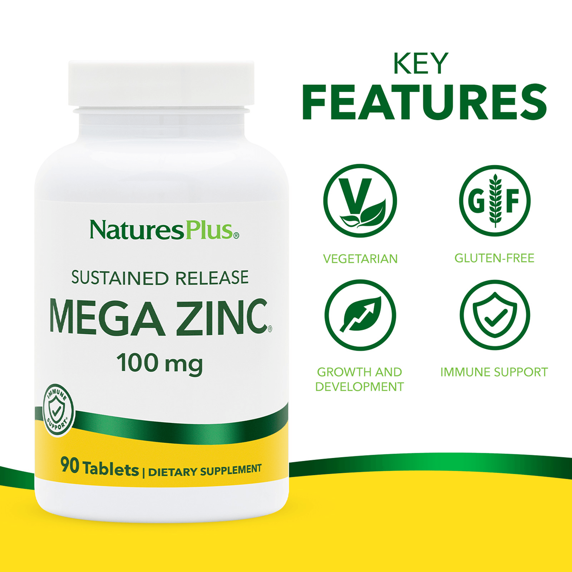 Mega Zinc 100 mg Sustained Release Tablets - 90 Count