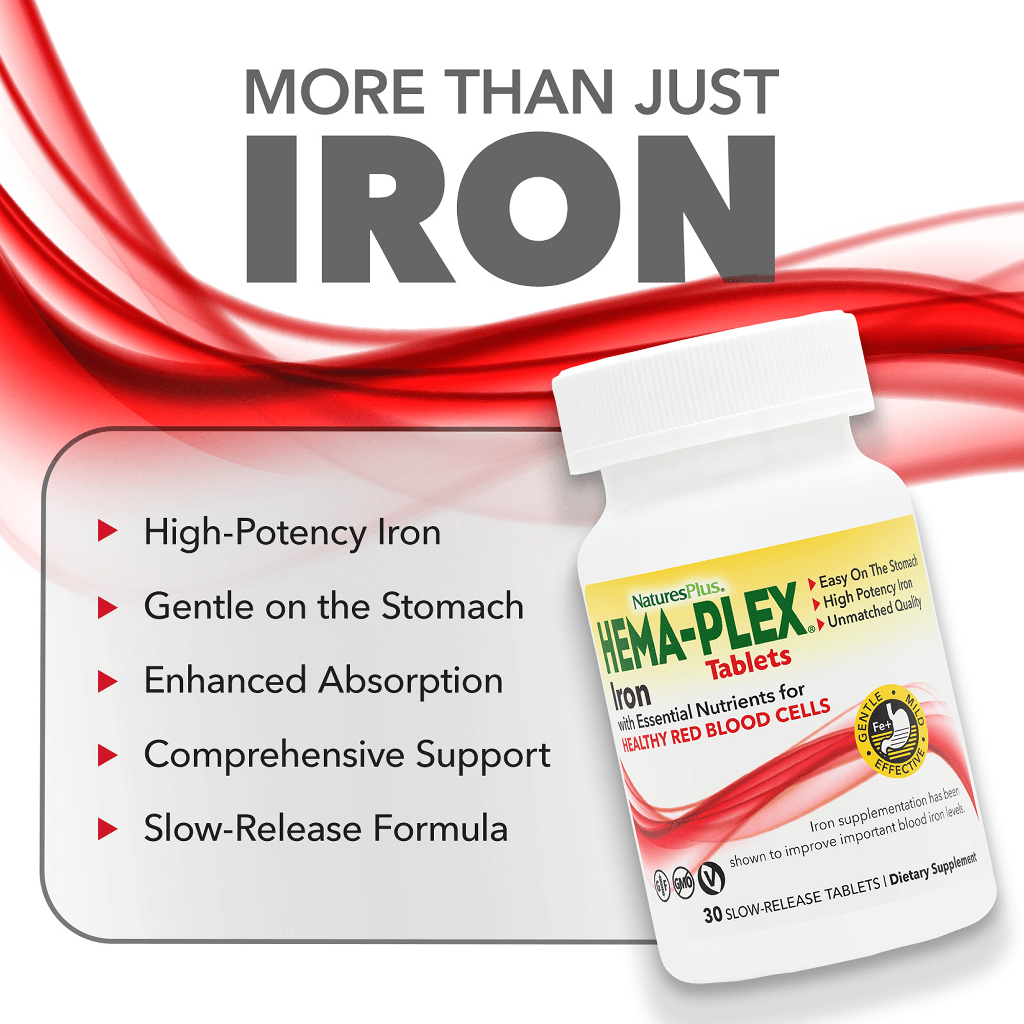 HEMA-PLEX® Slow-Release Iron Supplement - 30 Count