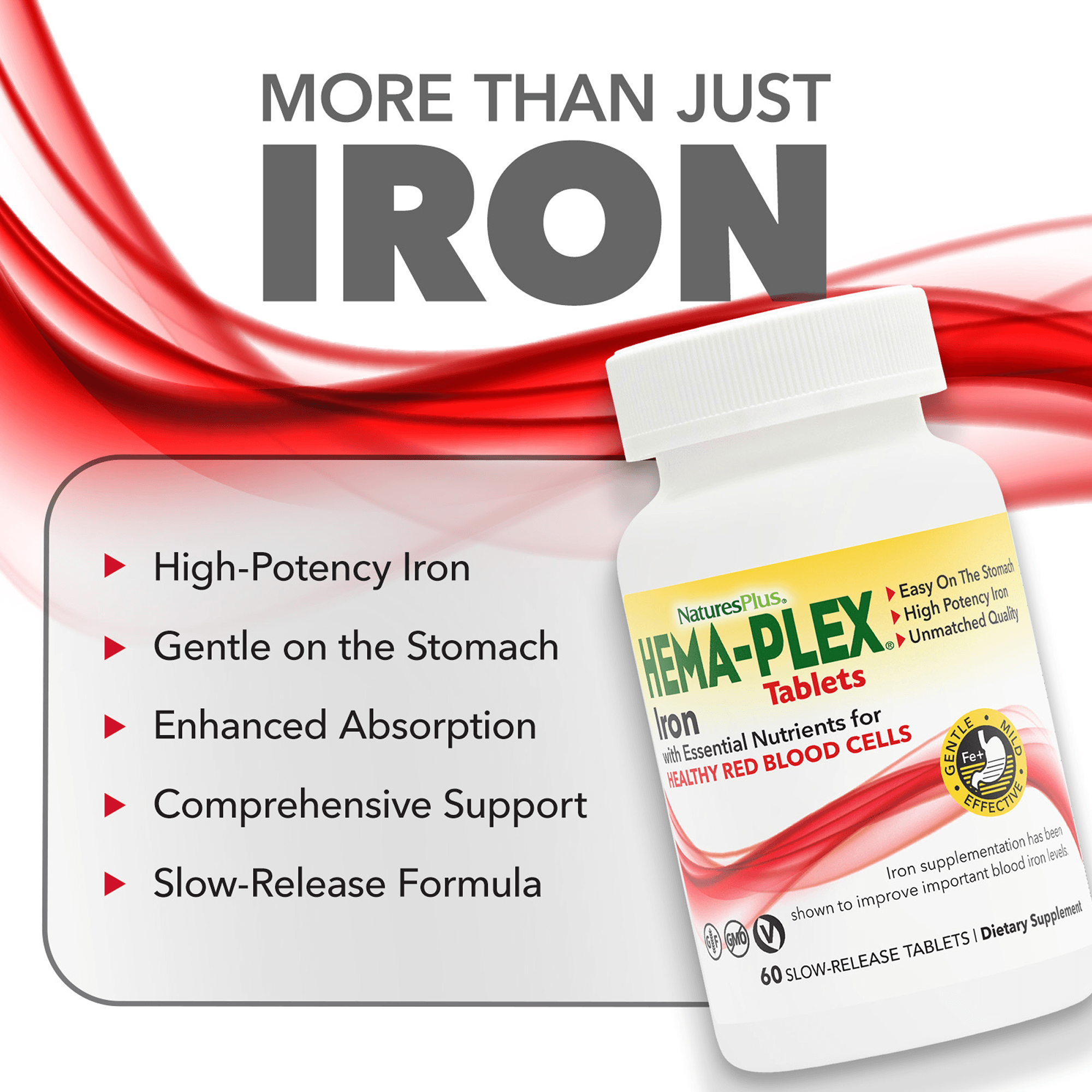 HEMA-PLEX® Slow-Release Iron Supplement - 60 Count