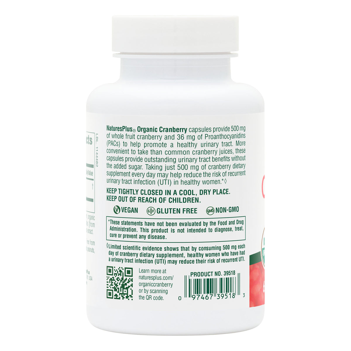 product image of Organic Cranberry 500 mg containing 60 Count