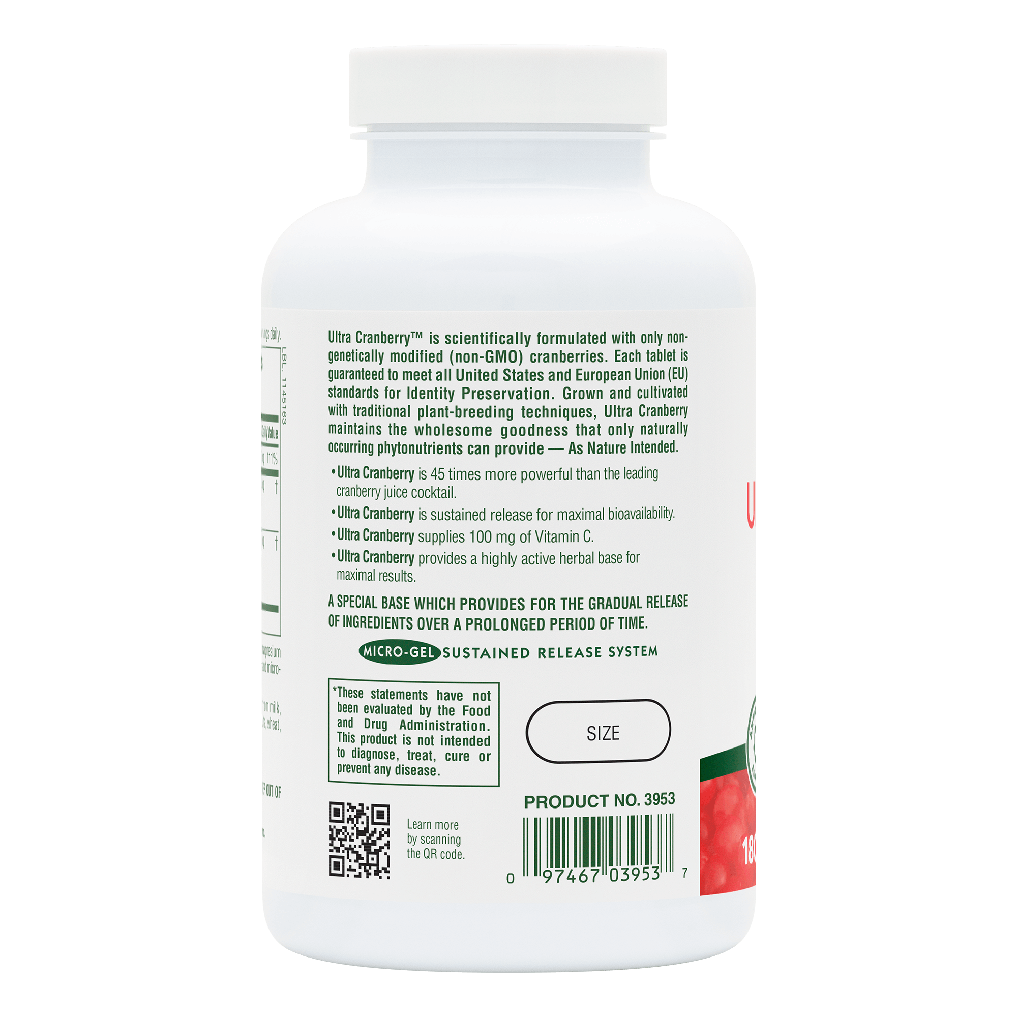 Ultra Cranberry® Sustained Release Tablets - 180 Count