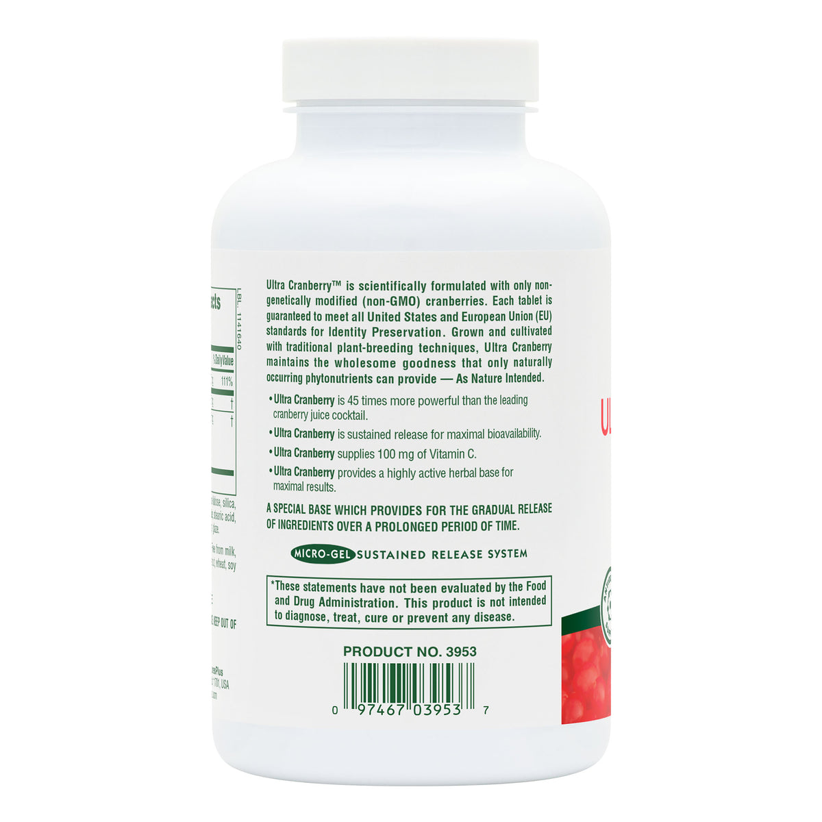 product image of Ultra Cranberry® Sustained Release Tablets containing 180 Count