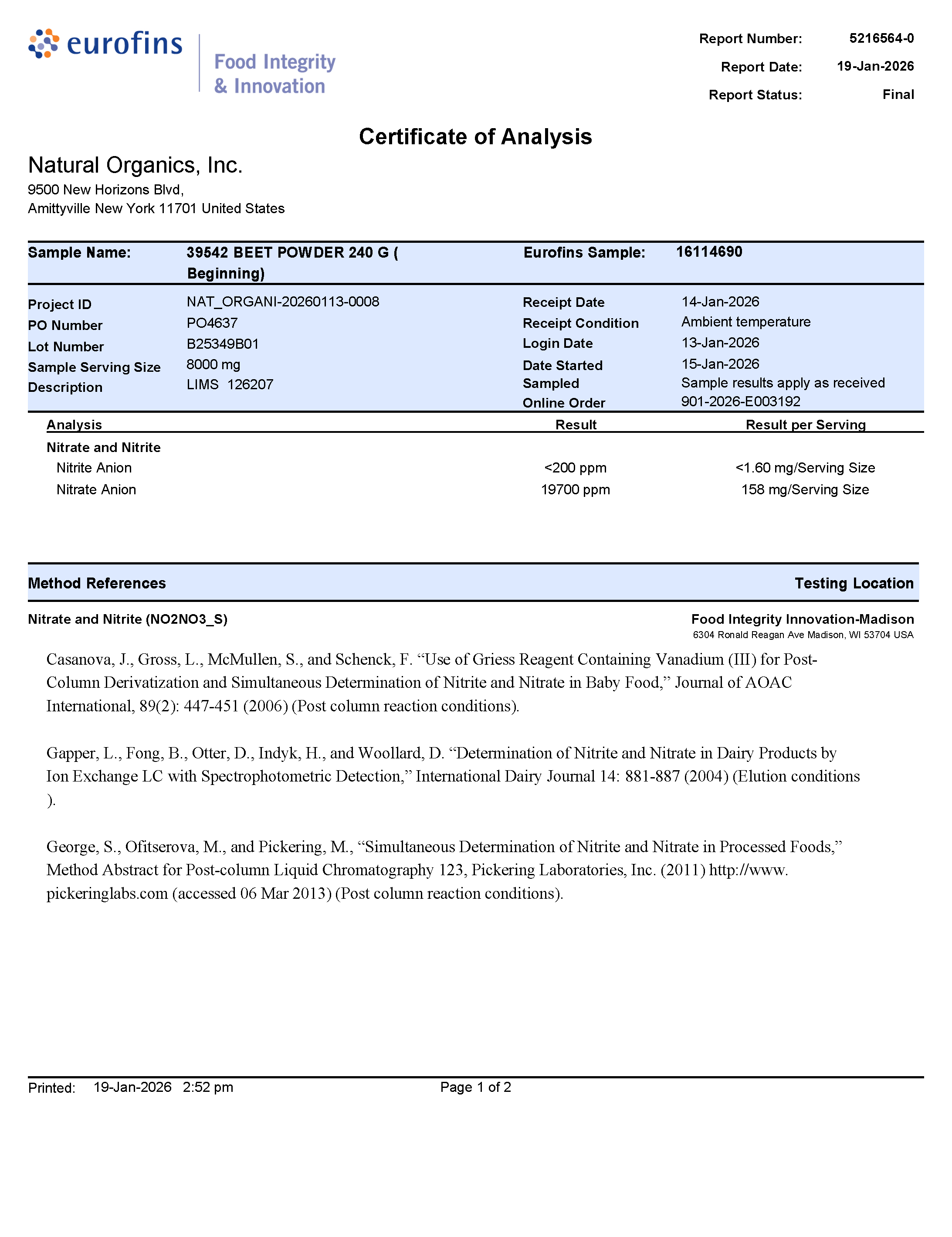 Organic Beet Powder - 240 GR