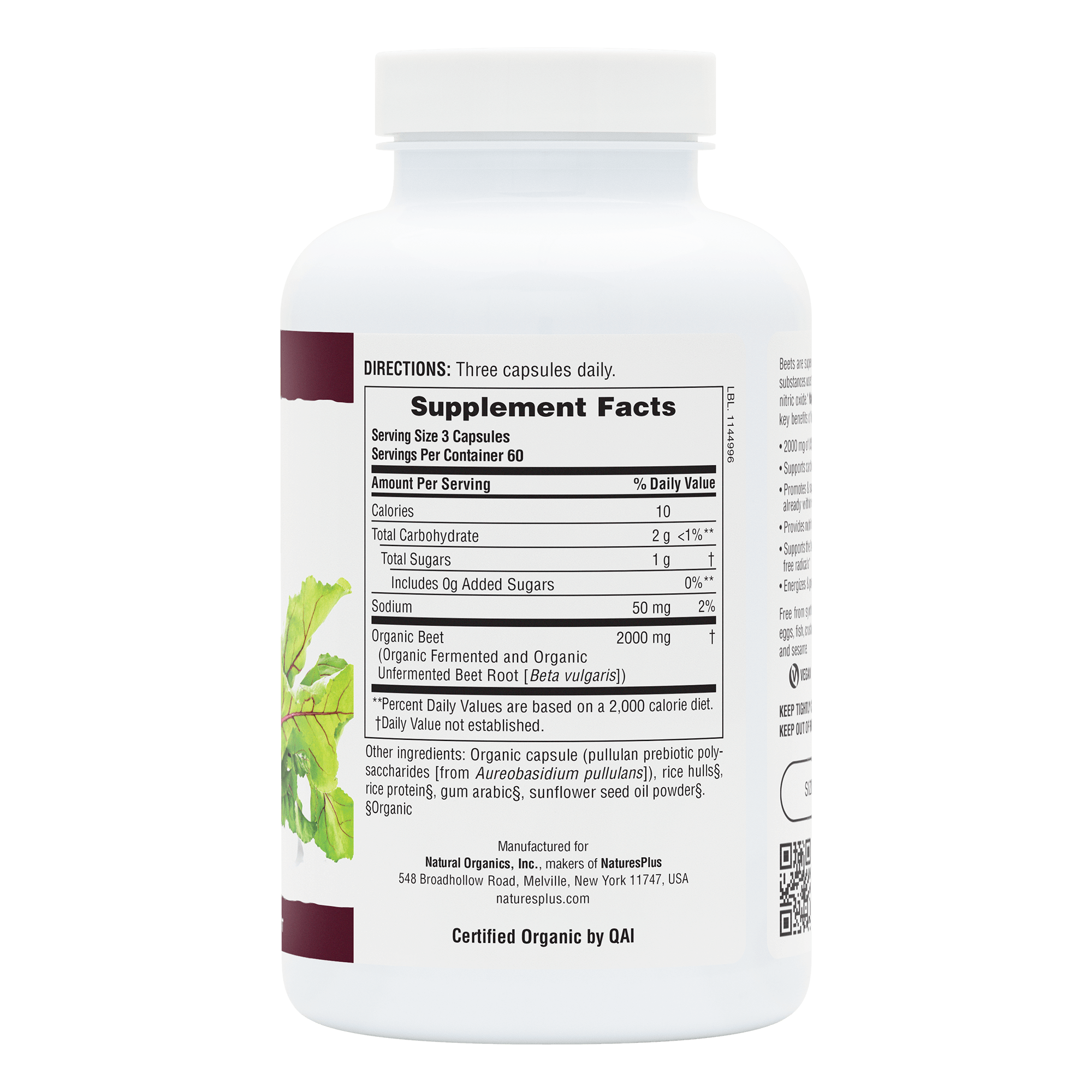 Organic Beet Capsules - 180 Count