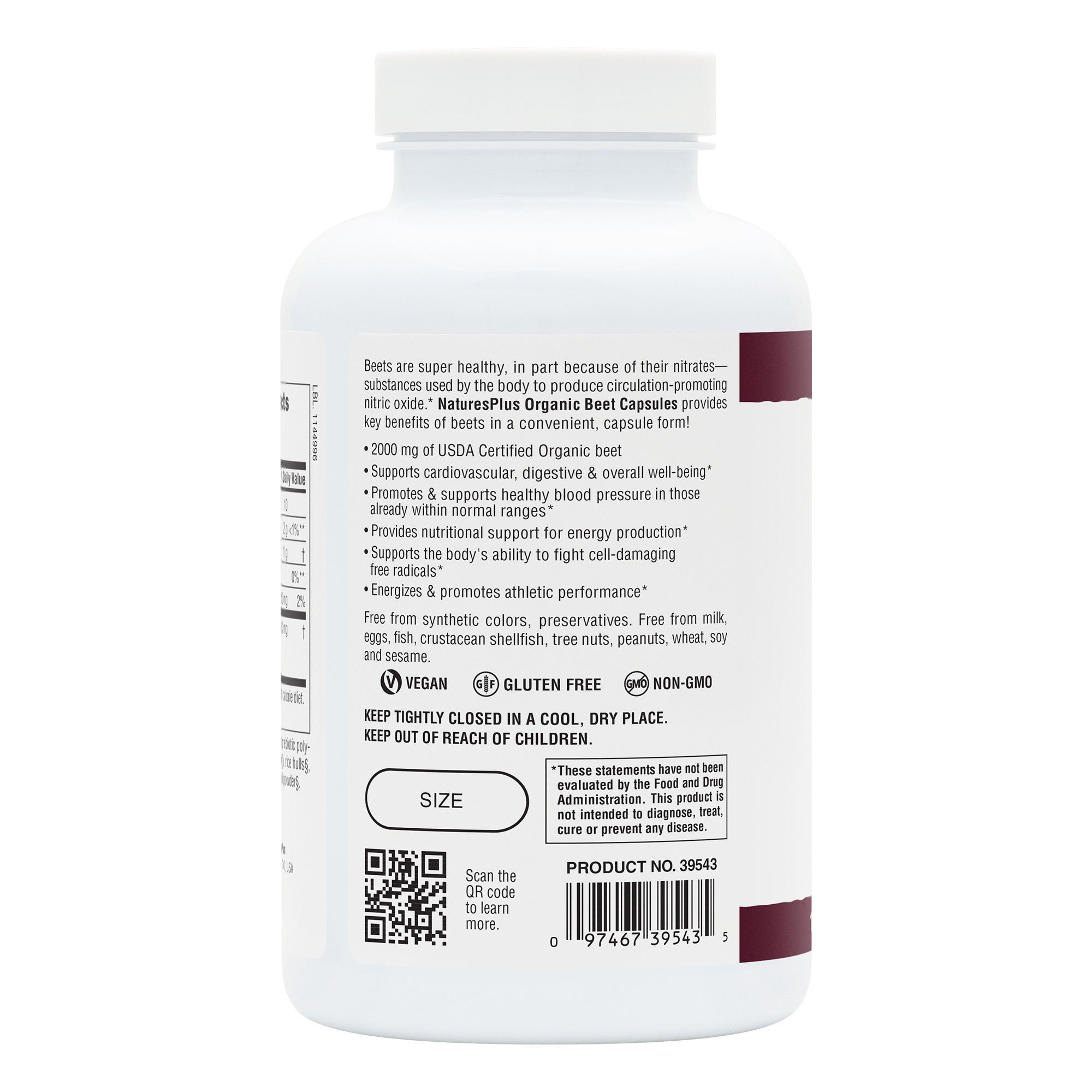 Organic Beet Capsules - 180 Count