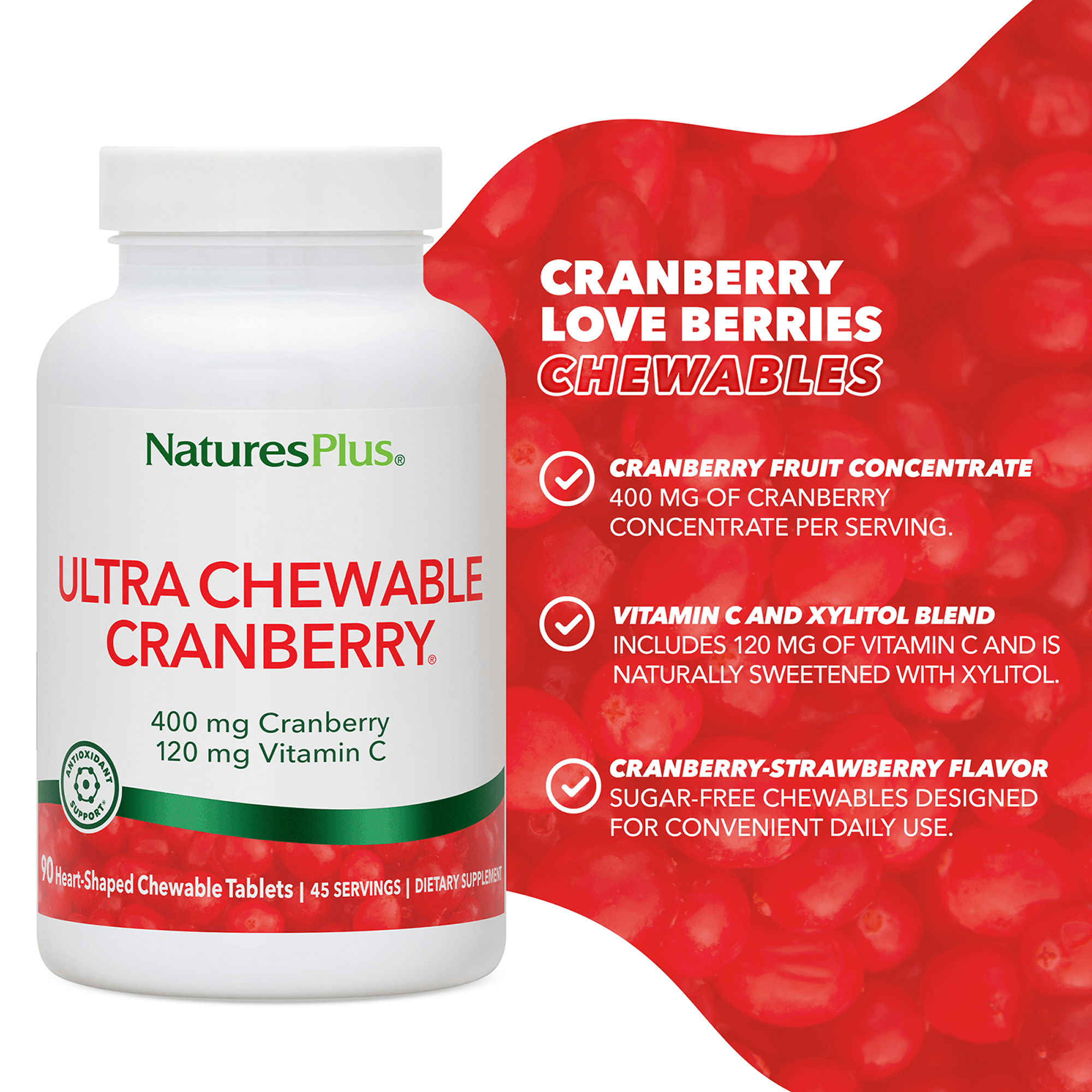 Ultra Chewable Cranberry® Love Berries® Tablets - 90 Count