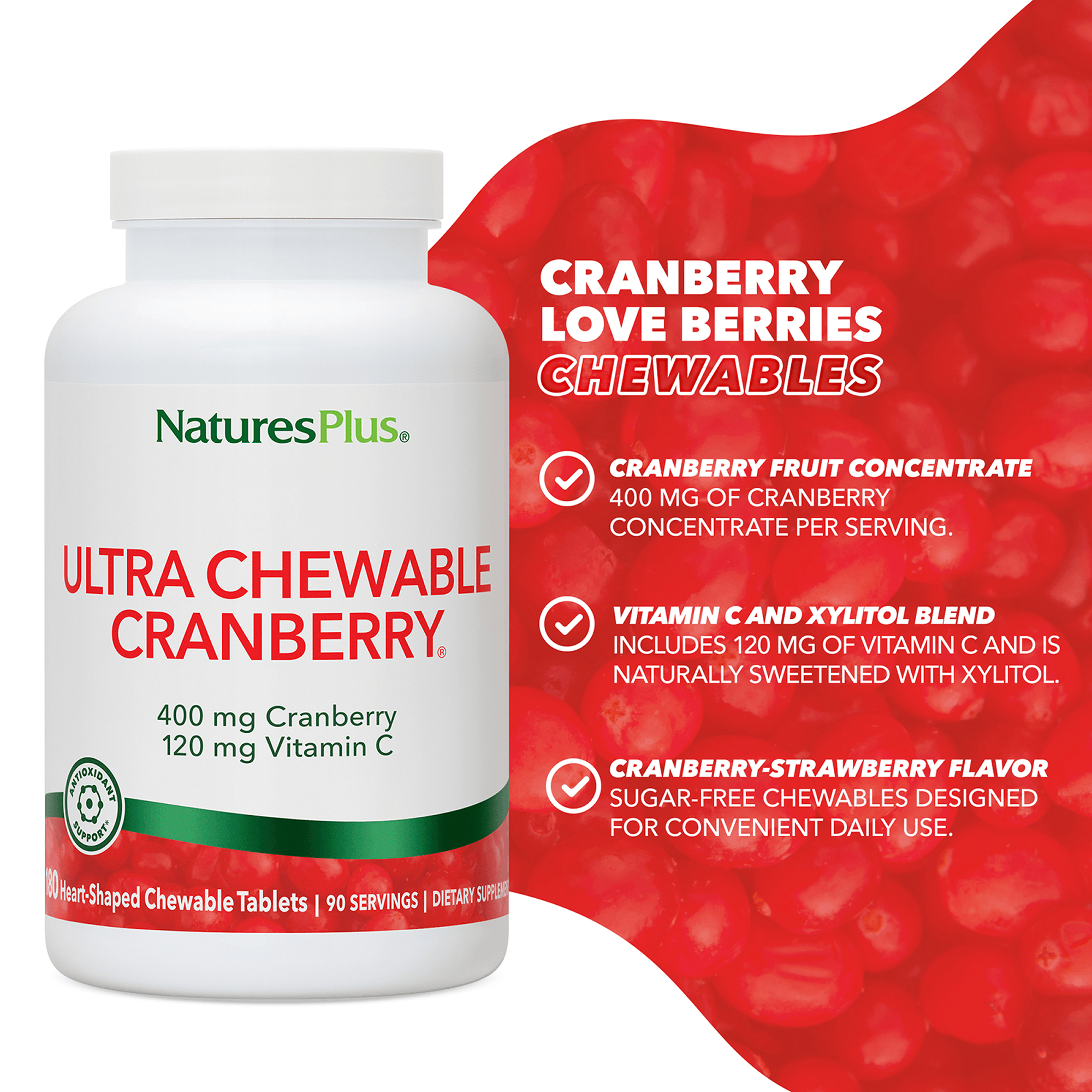Ultra Chewable Cranberry® Love Berries® Tablets - 180 Count