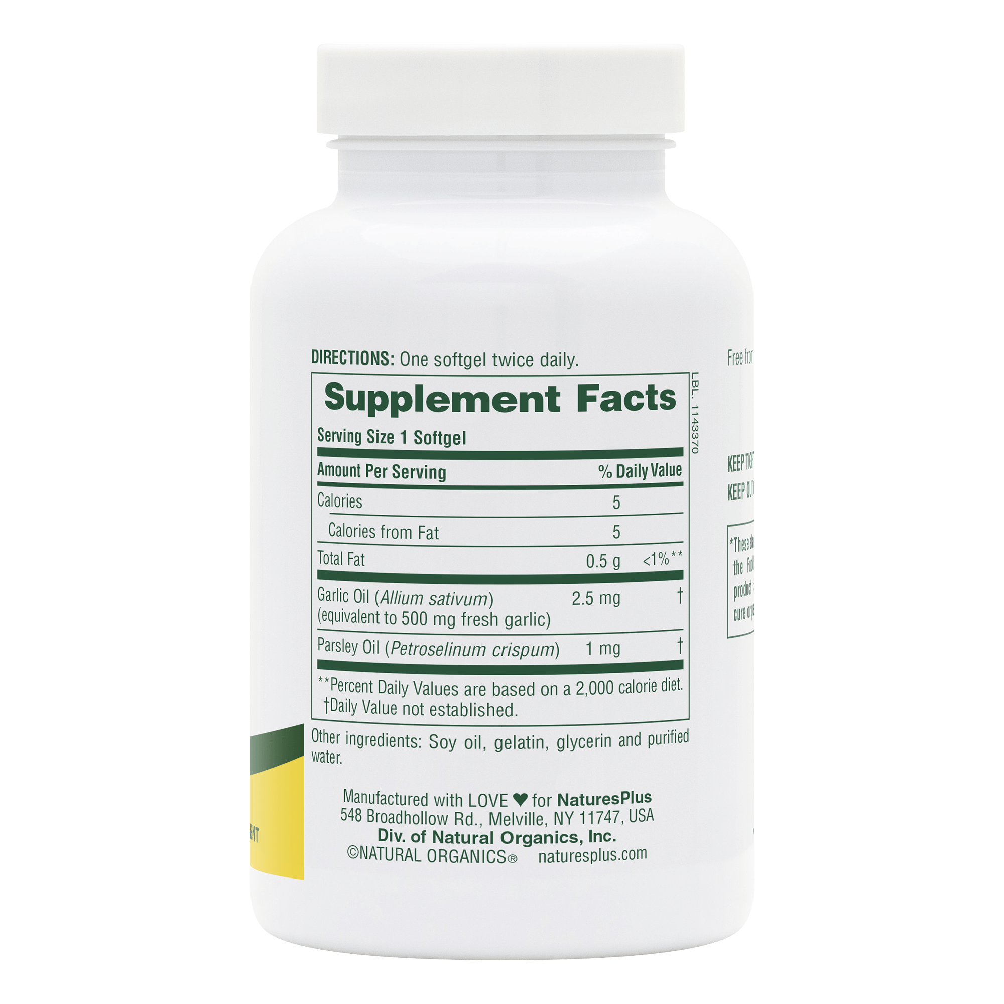 Garlic & Parsley Oil Softgels - 180 Count