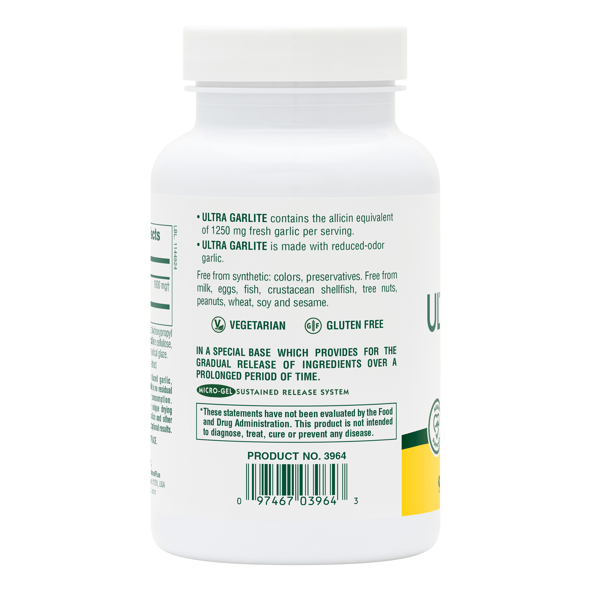 Ultra Garlite® 1000 mg Sustained Release Tablets - 90 Count