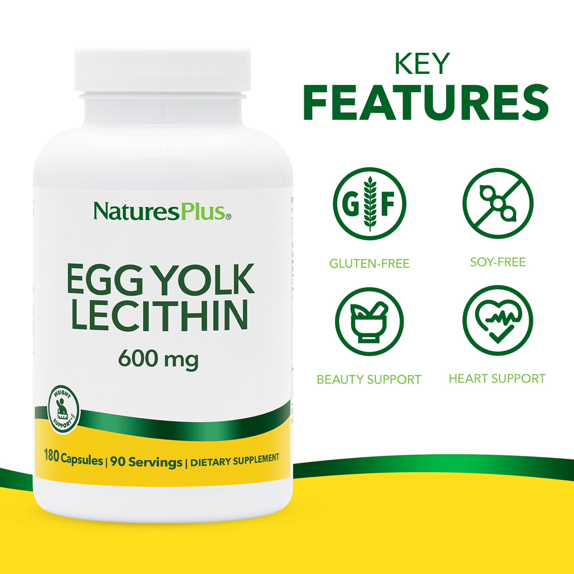 Egg Yolk Lecithin 600 mg Capsules - 180 Count