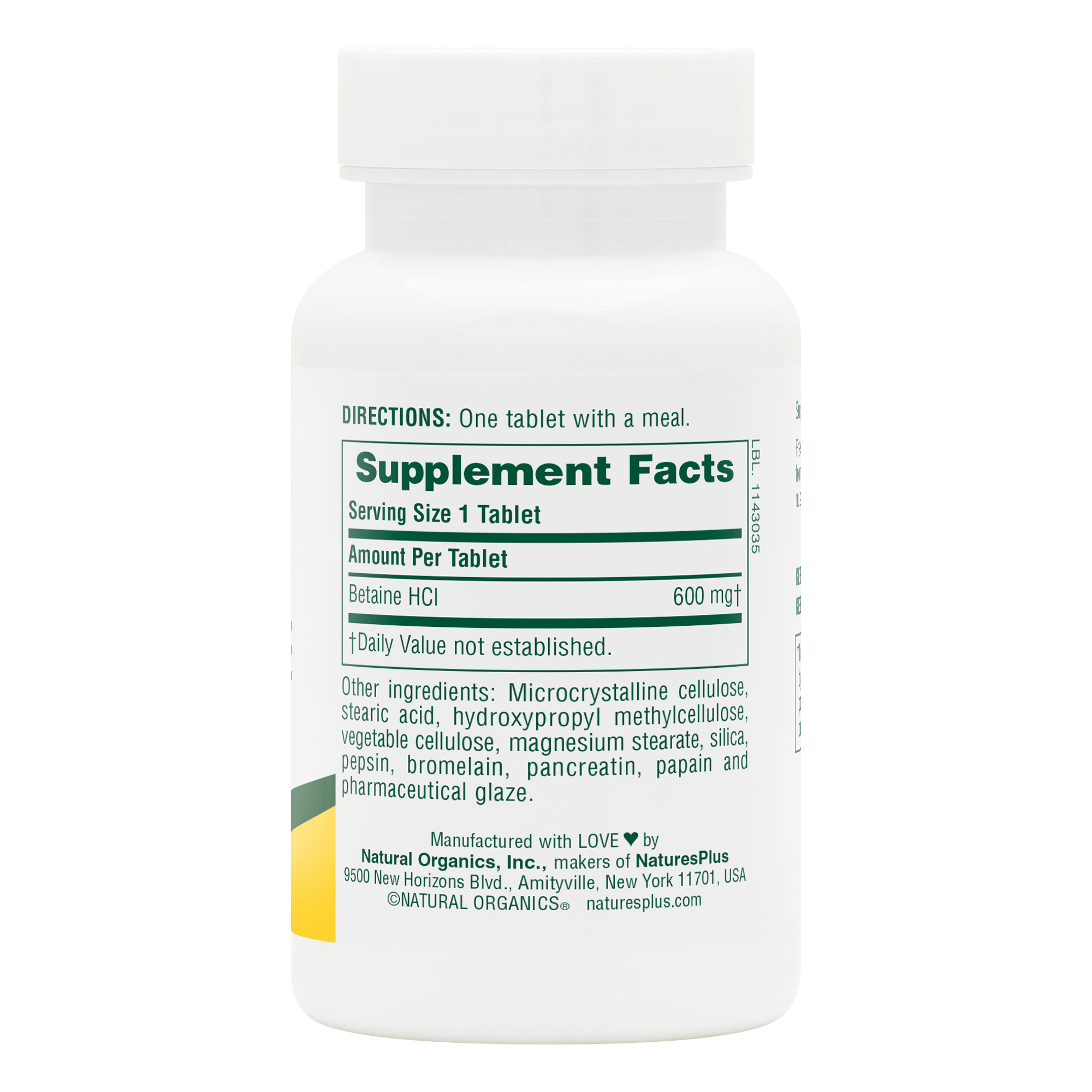 Betaine Hydrochloride Tablets - 90 Count