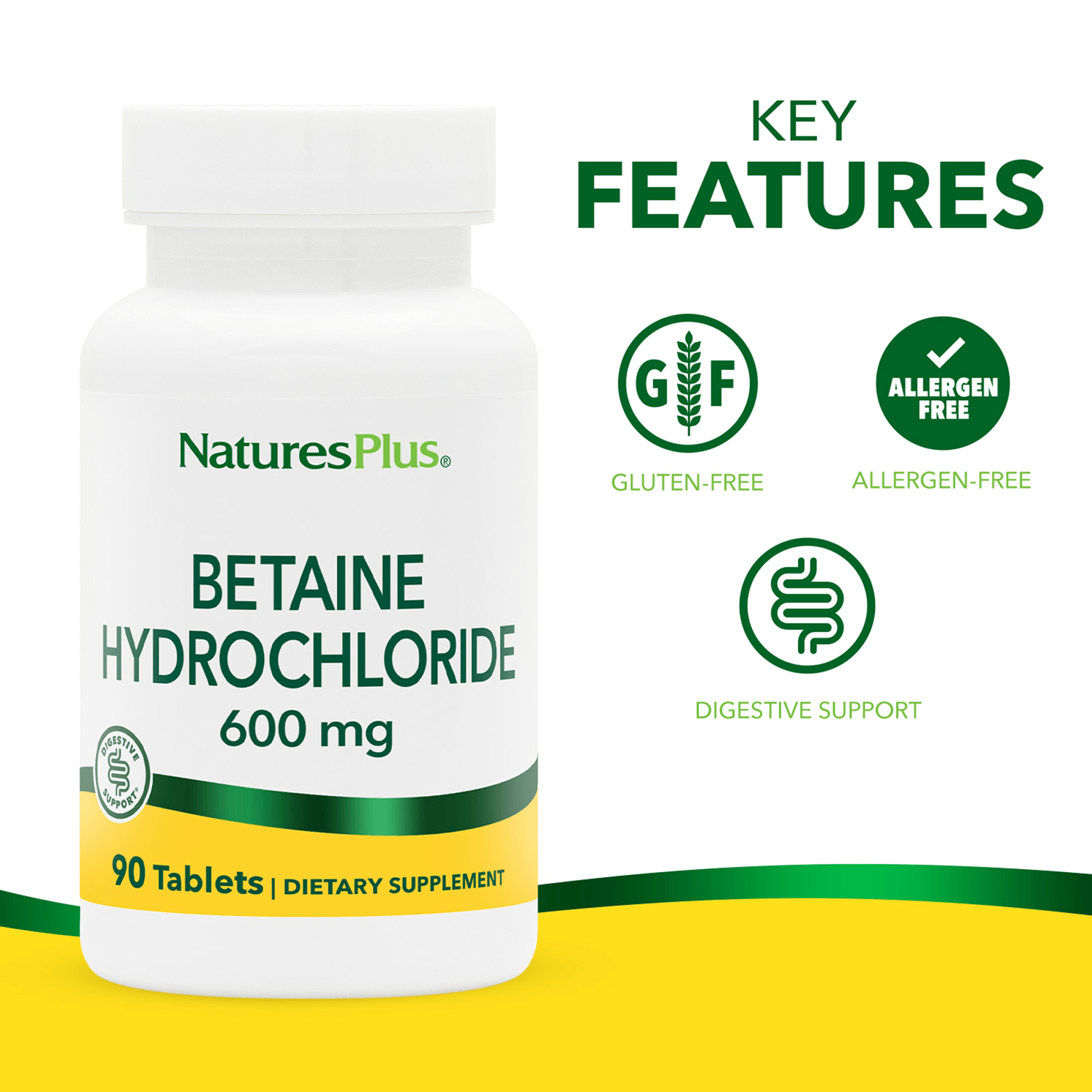 Betaine Hydrochloride Tablets - 90 Count