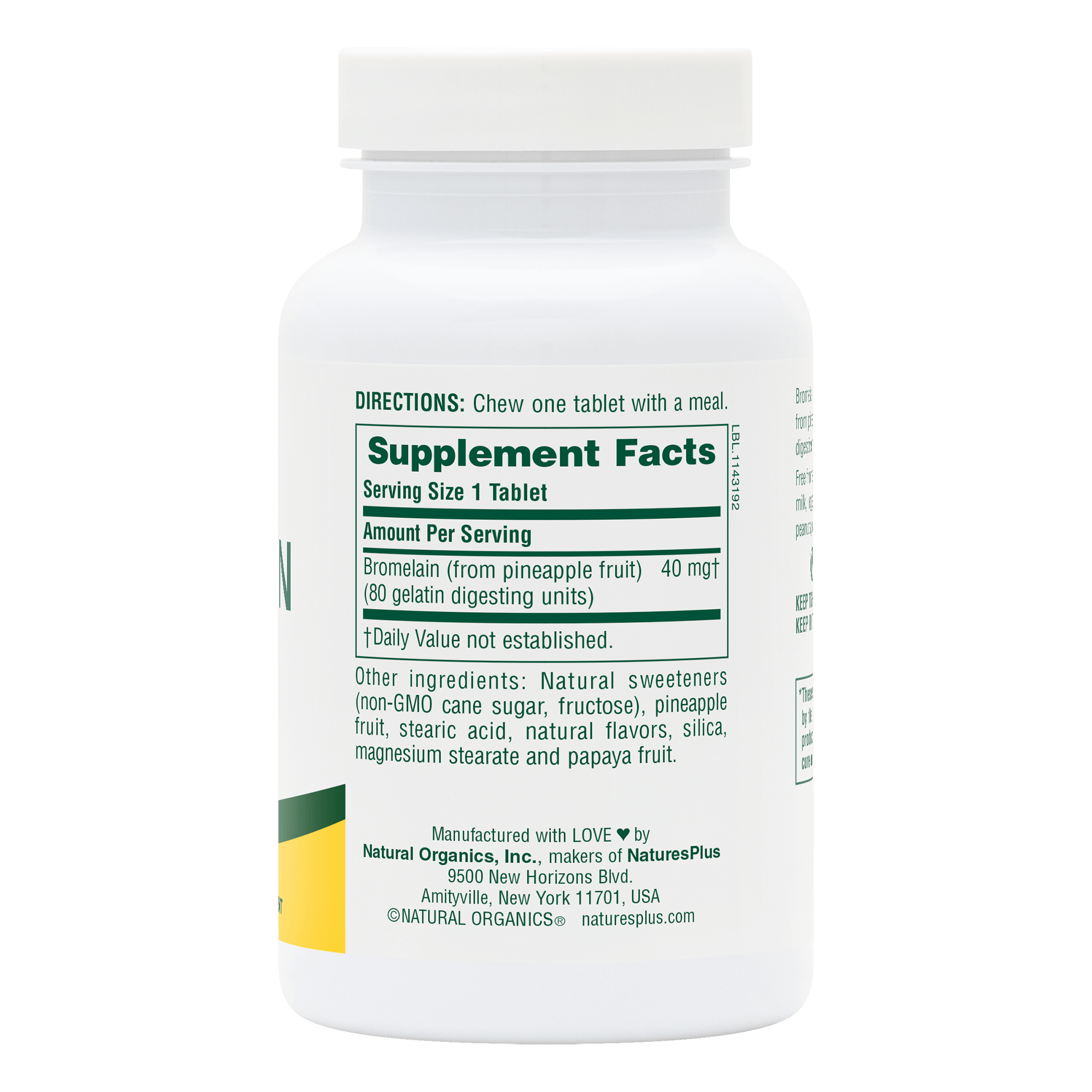 Chewable Bromelain 40 mg Tablets - 180 Count