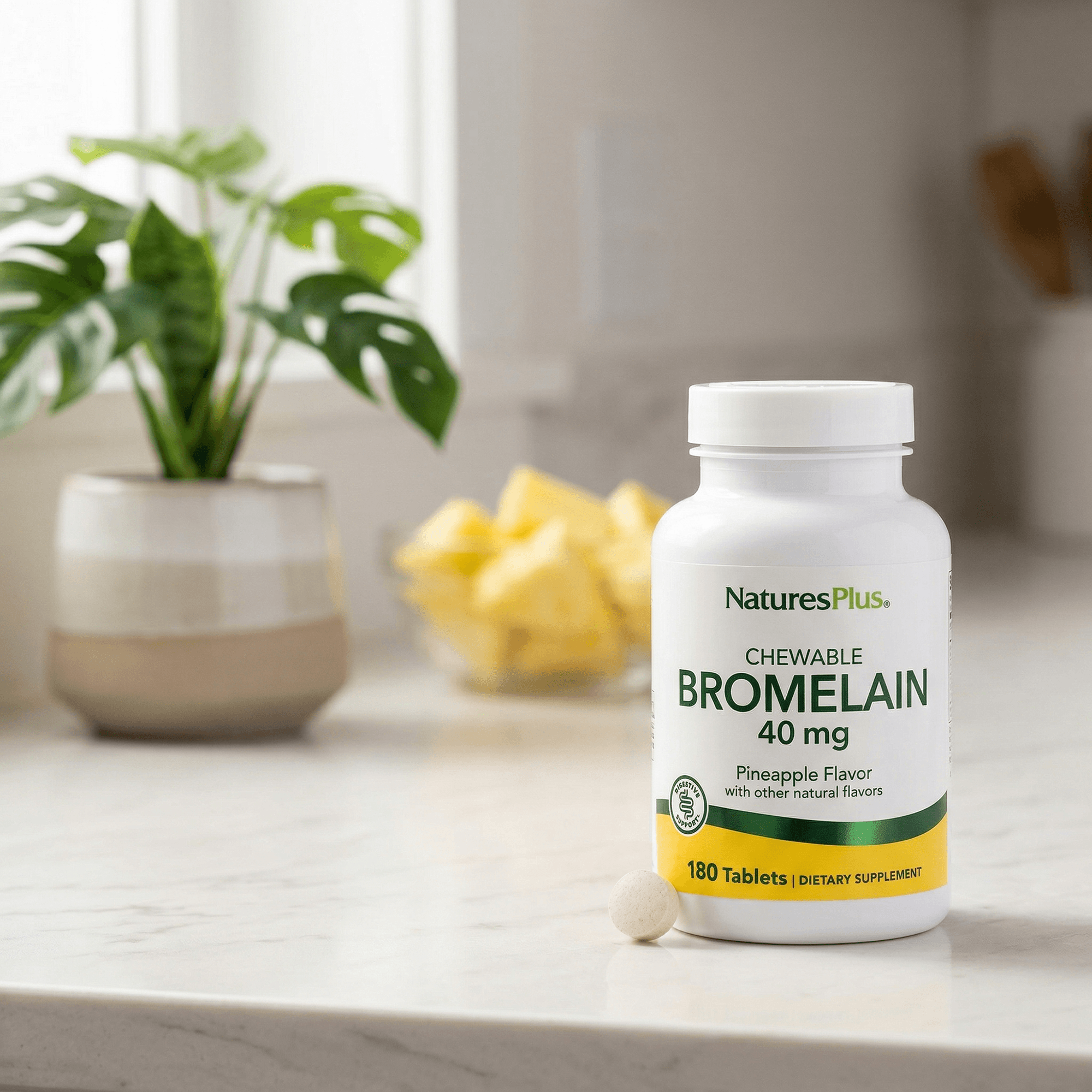 Chewable Bromelain 40 mg Tablets - 180 Count