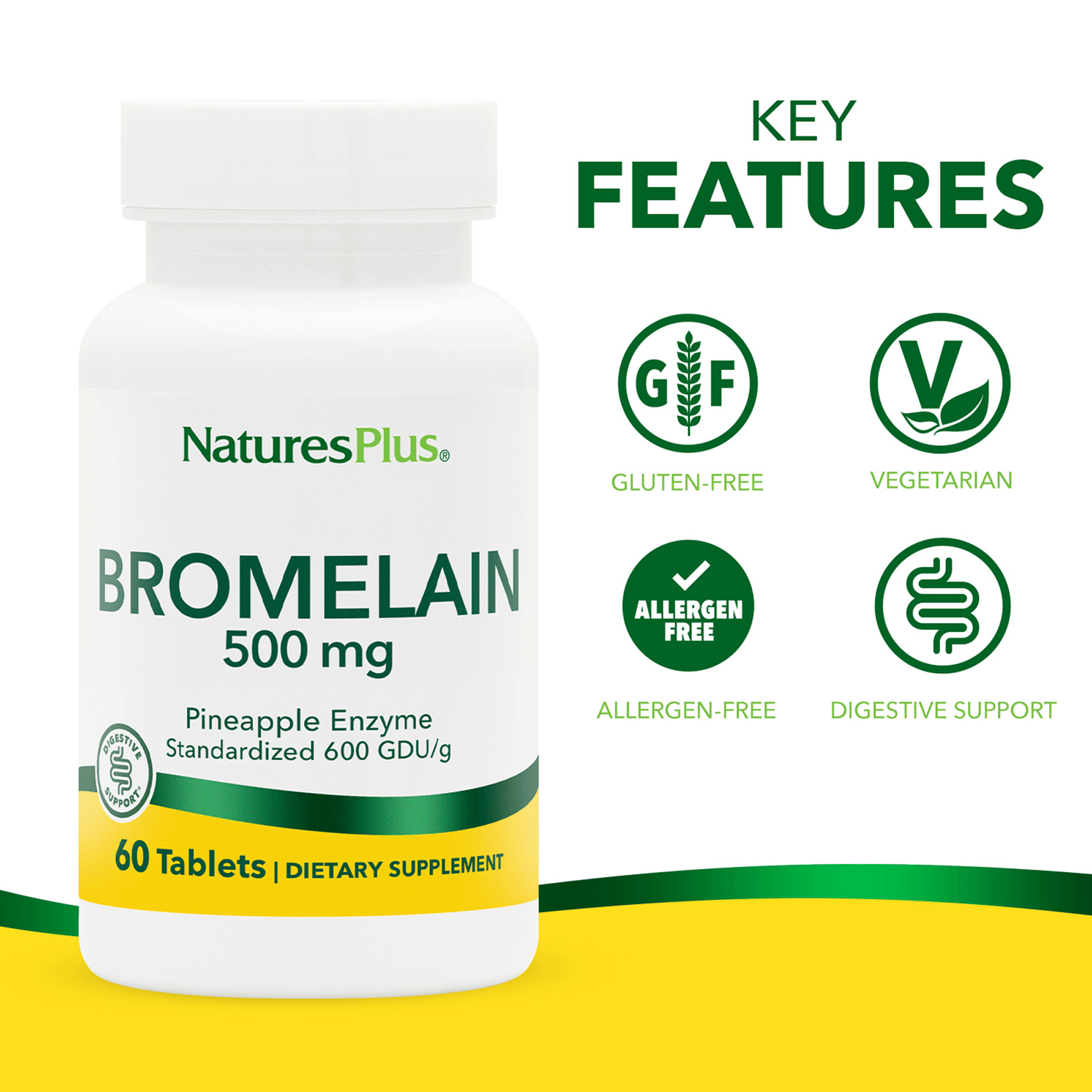 Bromelain 500 mg Tablets - 60 Count