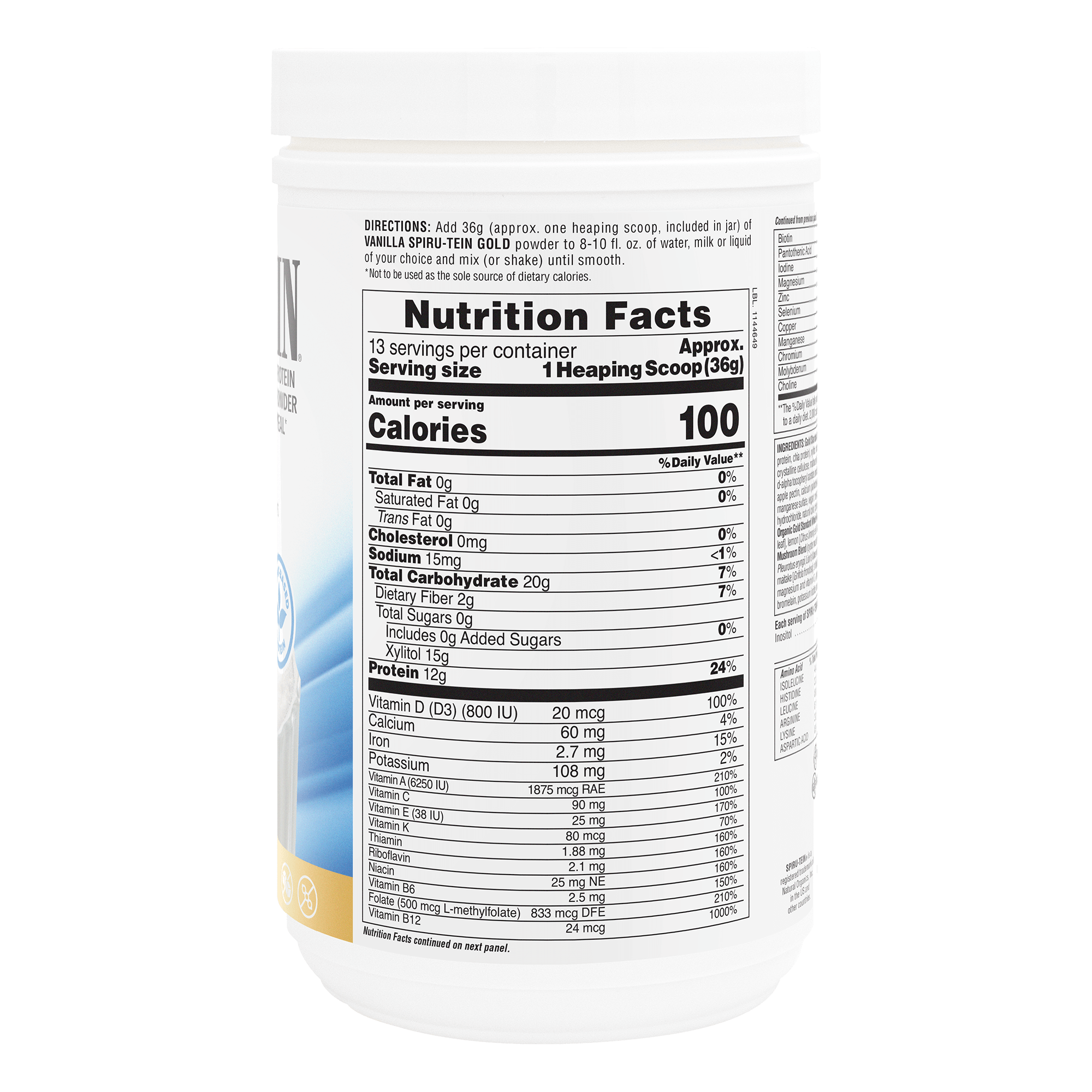 SPIRU-TEIN® GOLD Shake - Vanilla - 1.03 LB
