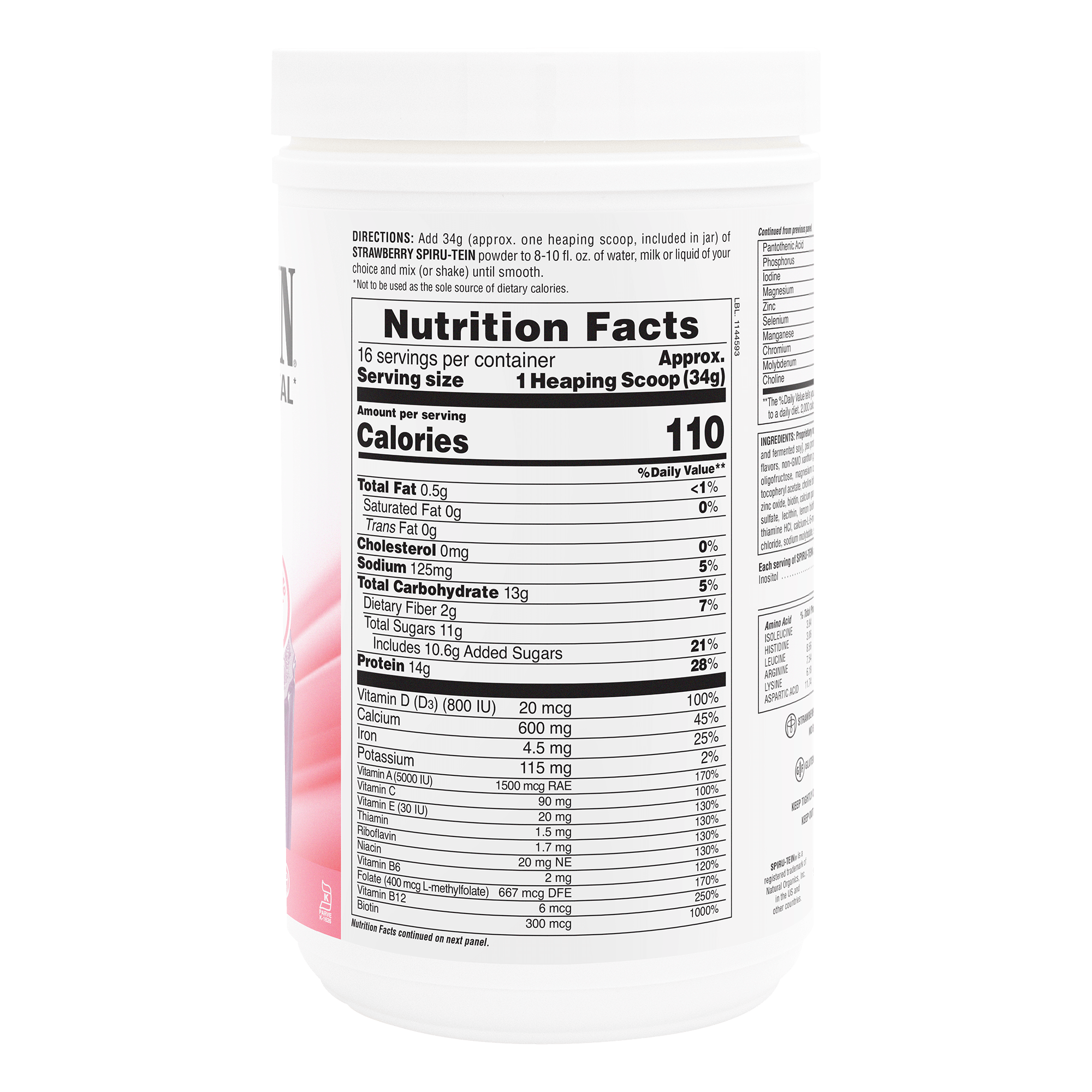 SPIRU-TEIN® Protein Powder Meal** - Strawberry - 1.20 LB