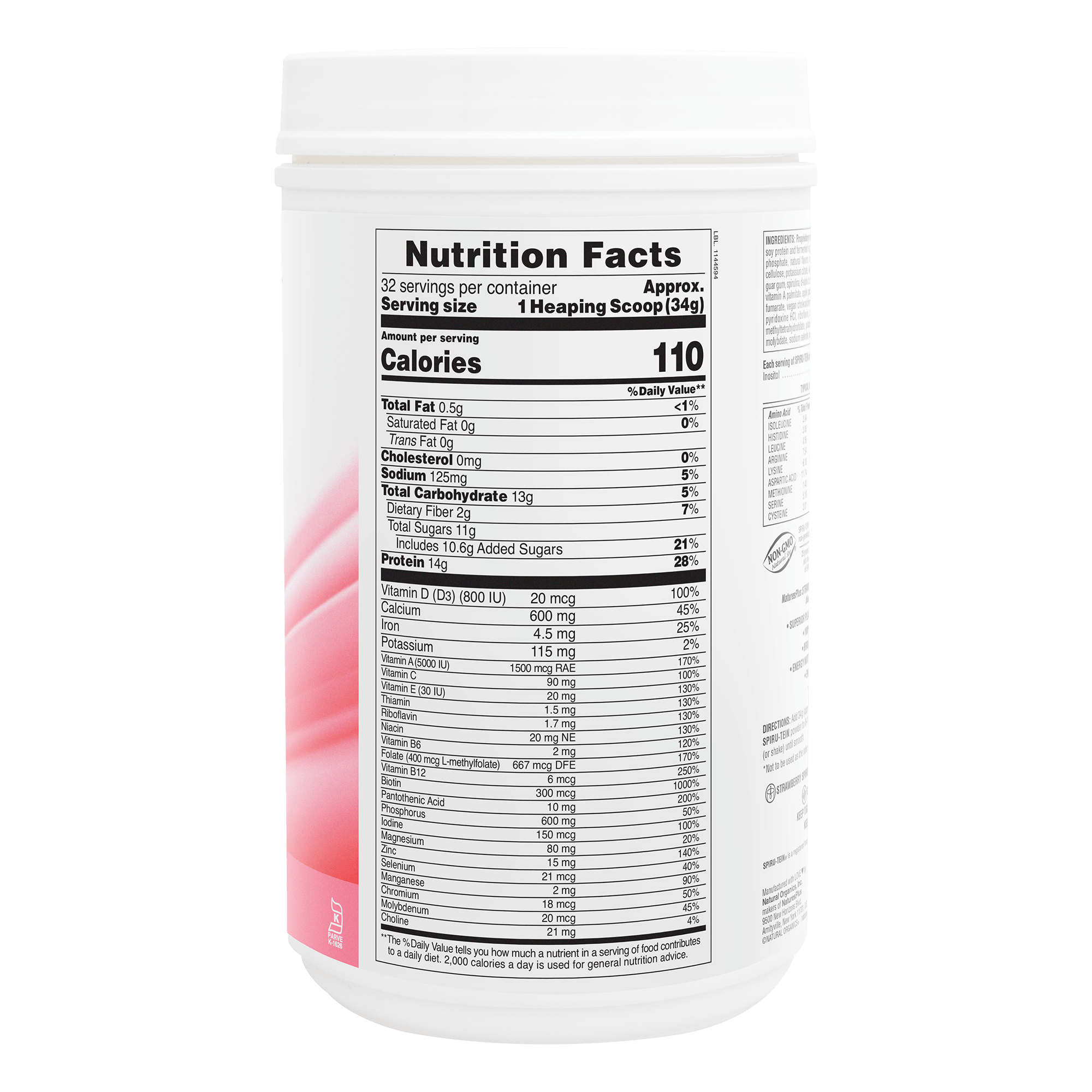 SPIRU-TEIN® Protein Powder Meal** - Strawberry - 2.40 LB