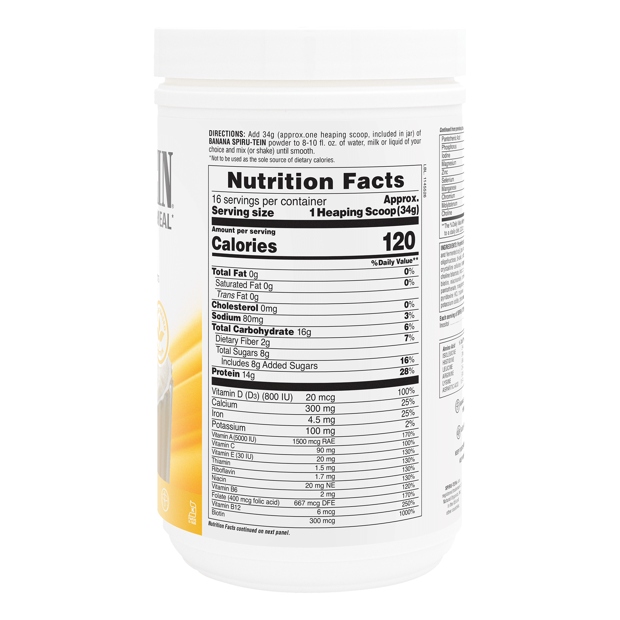 SPIRU-TEIN® Protein Powder Meal** - Banana - 1.20 LB