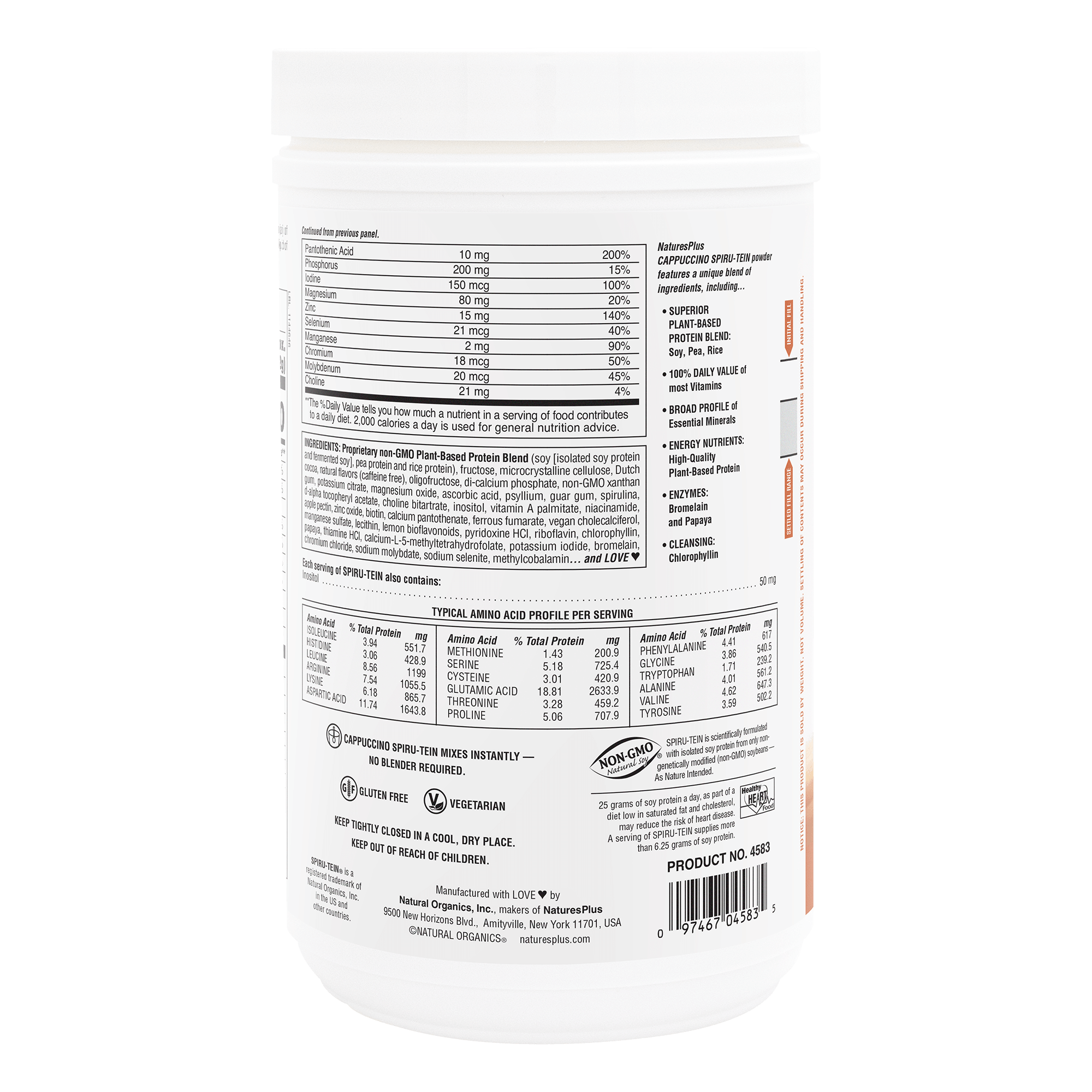 SPIRU-TEIN® Protein Powder Meal** - Cappuccino - 1.10 LB