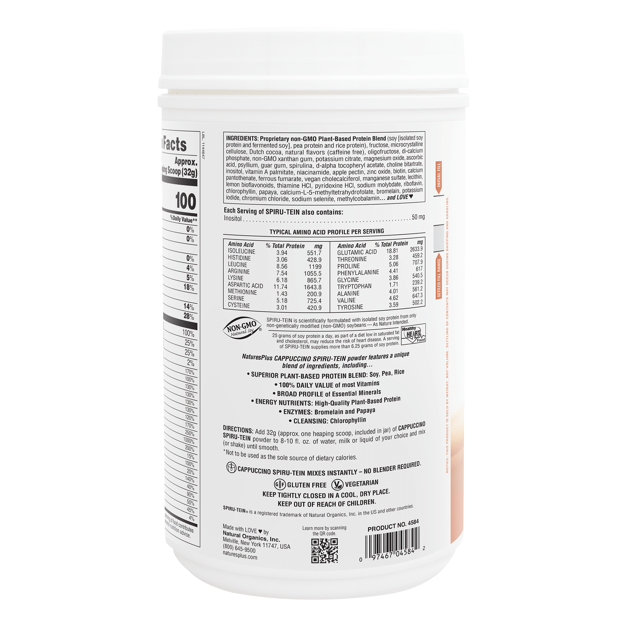 SPIRU-TEIN® Protein Powder Meal** - Cappuccino - 2.25 LB