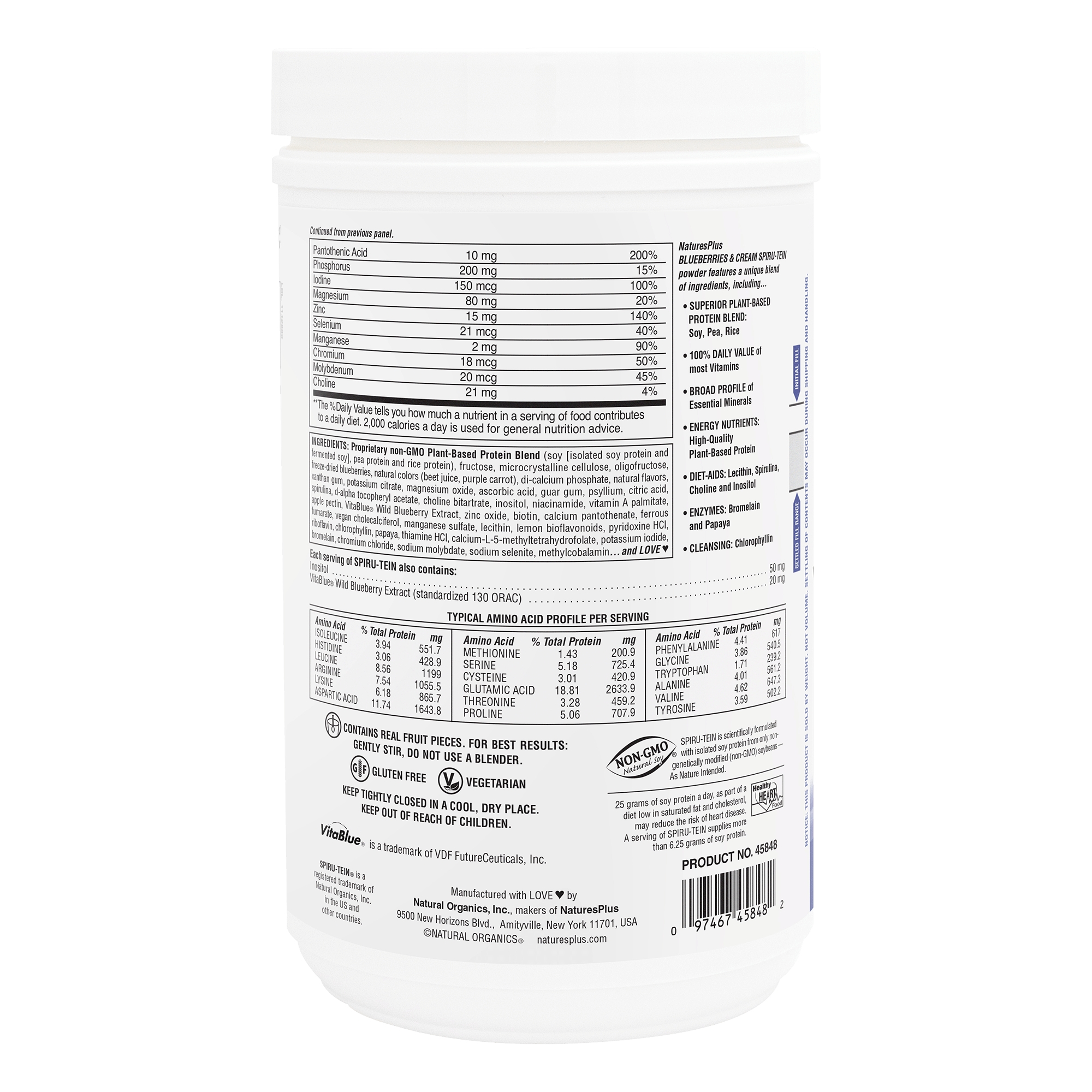 SPIRU-TEIN® Protein Powder Meal** - Blueberries & Cream - 1.12 LB