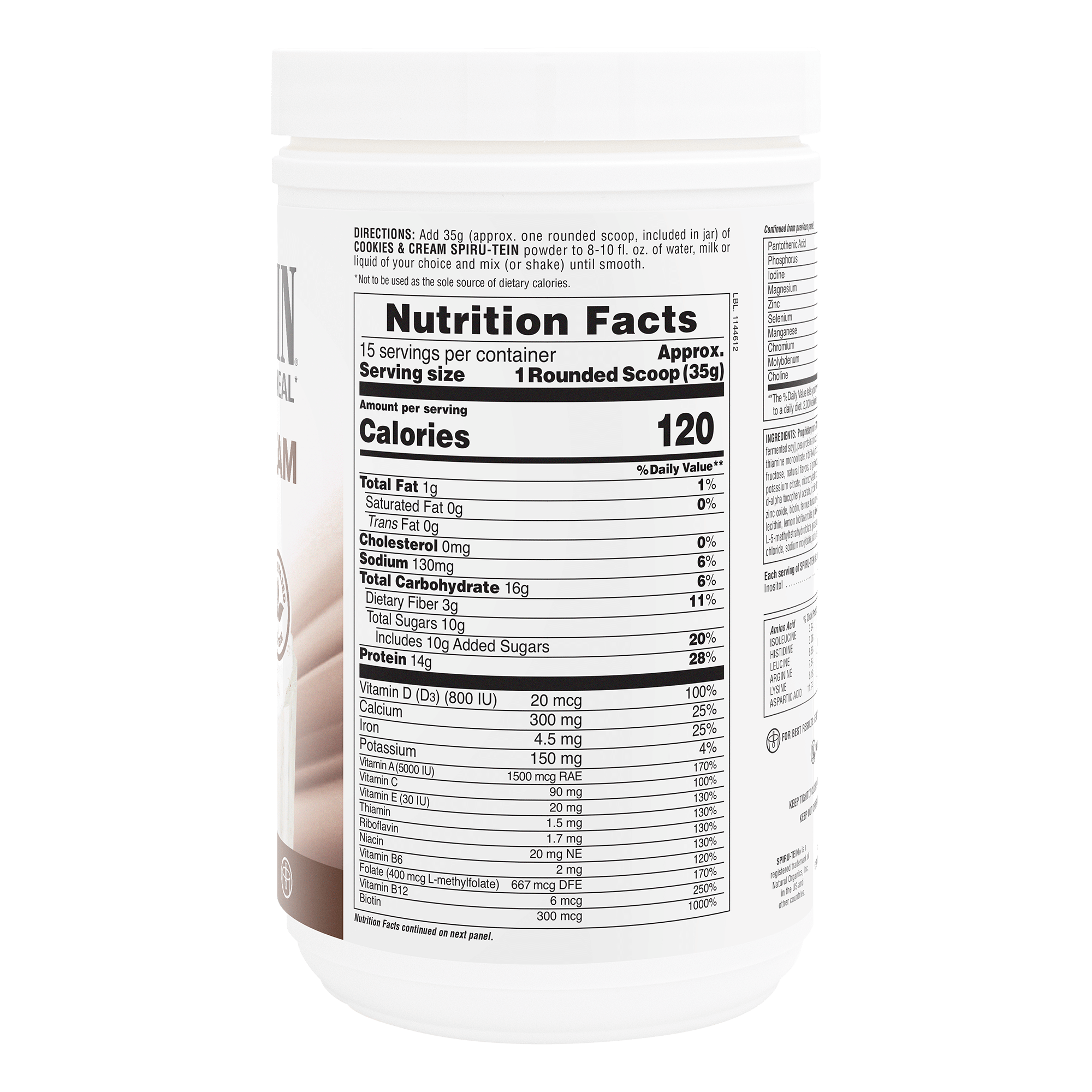 SPIRU-TEIN® Protein Powder Meal** - Cookies and Cream - 1.15 LB