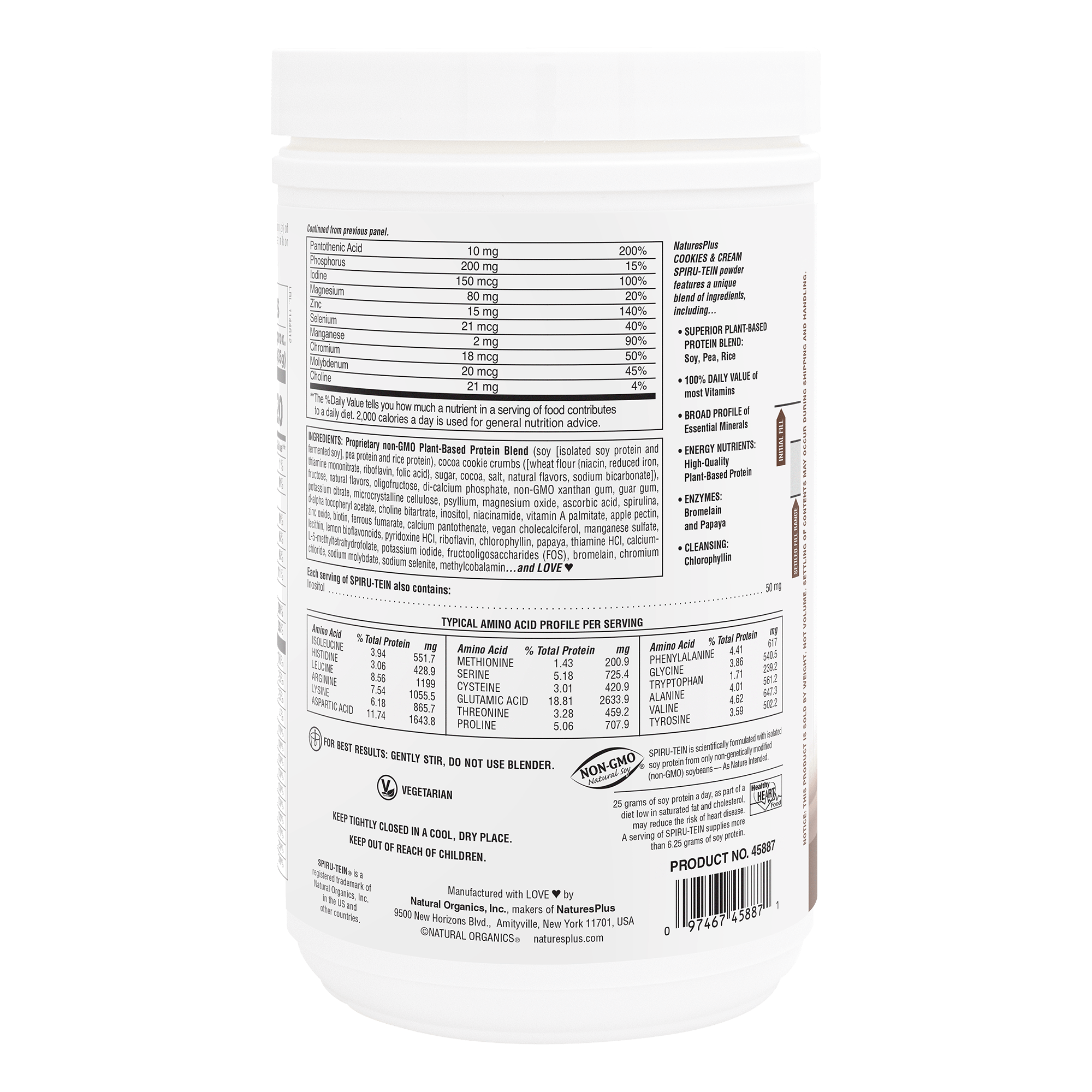 SPIRU-TEIN® Protein Powder Meal** - Cookies and Cream - 1.15 LB