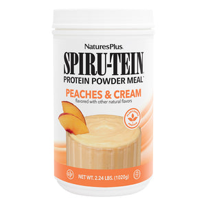 Frontal product image of SPIRU-TEIN® Protein Powder Meal** - Peaches & Cream containing 2.24 LB