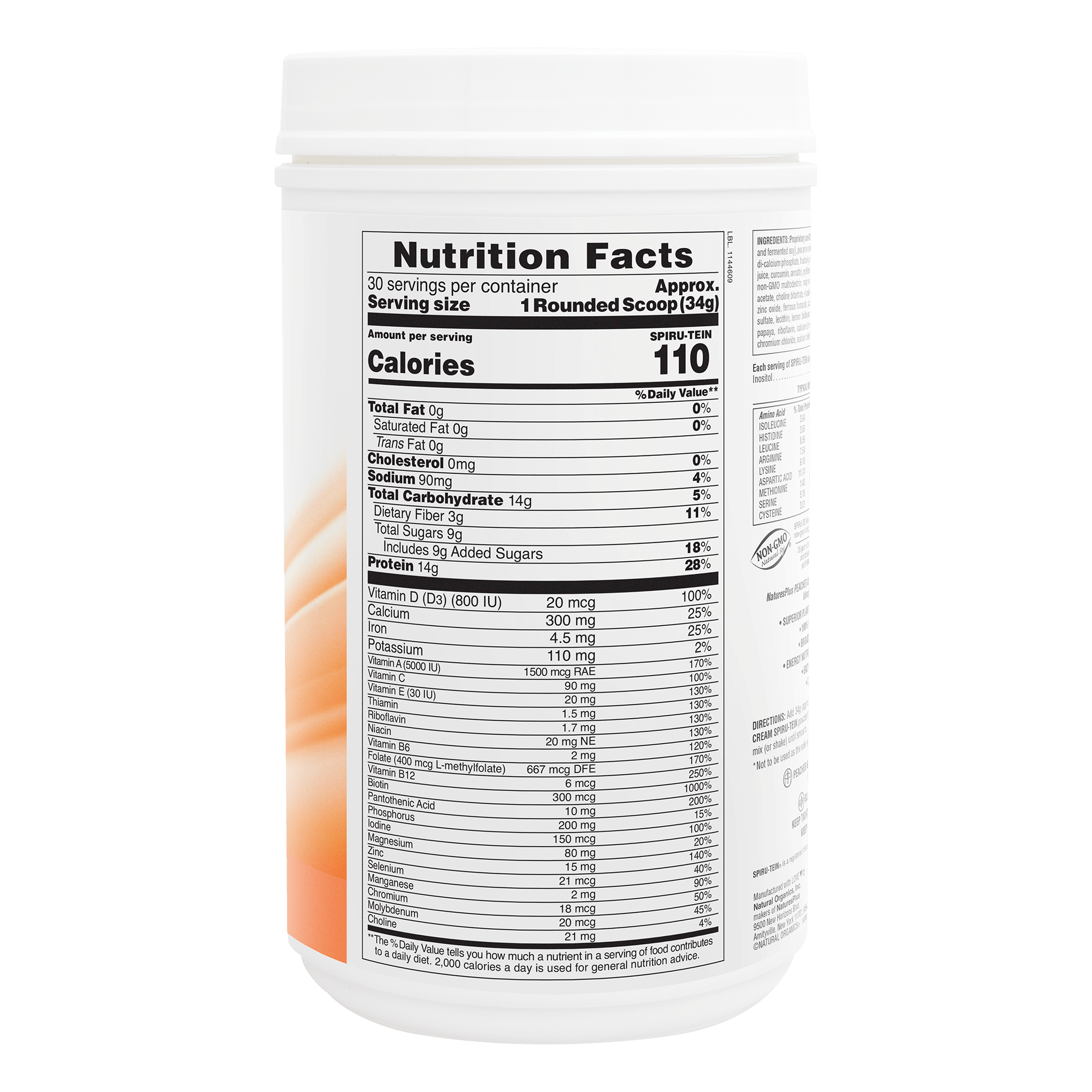 SPIRU-TEIN® Protein Powder Meal** - Peaches & Cream - 2.24 LB