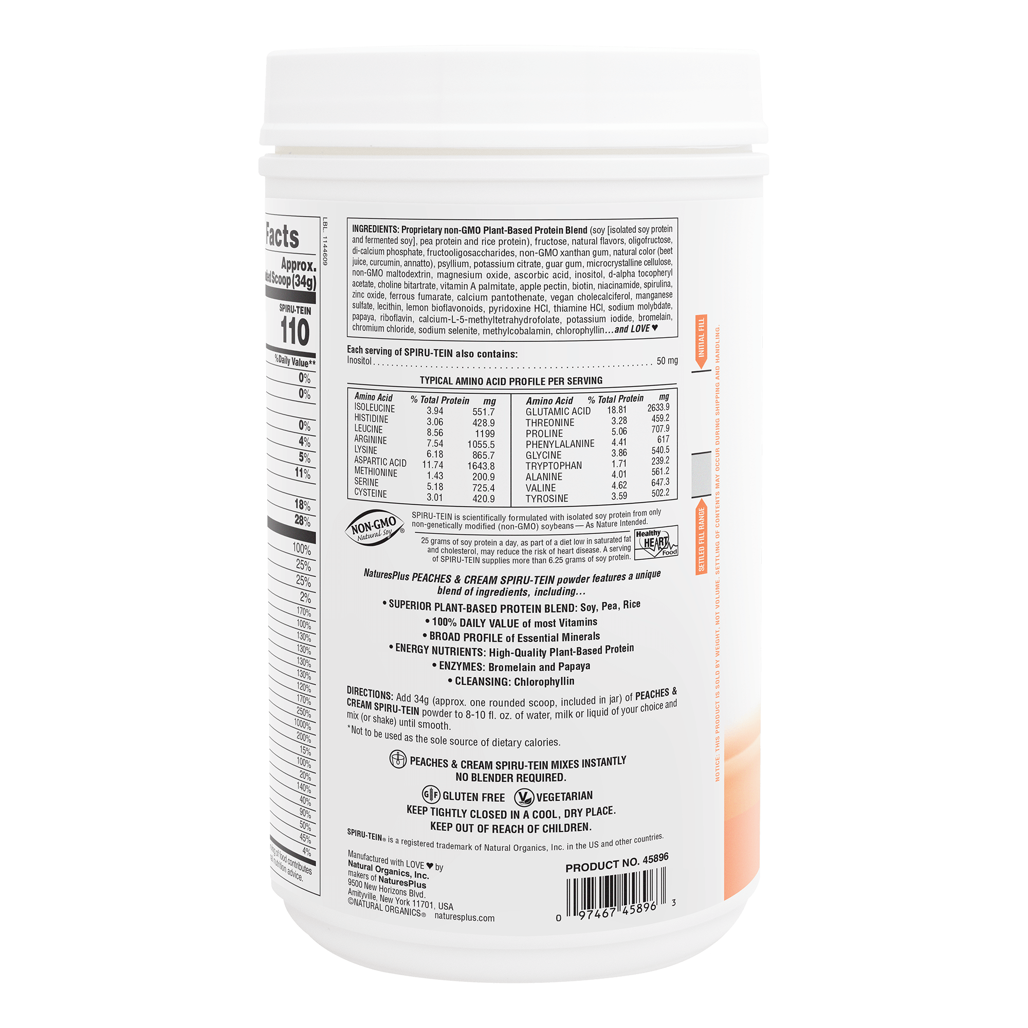 SPIRU-TEIN® Protein Powder Meal** - Peaches & Cream - 2.24 LB