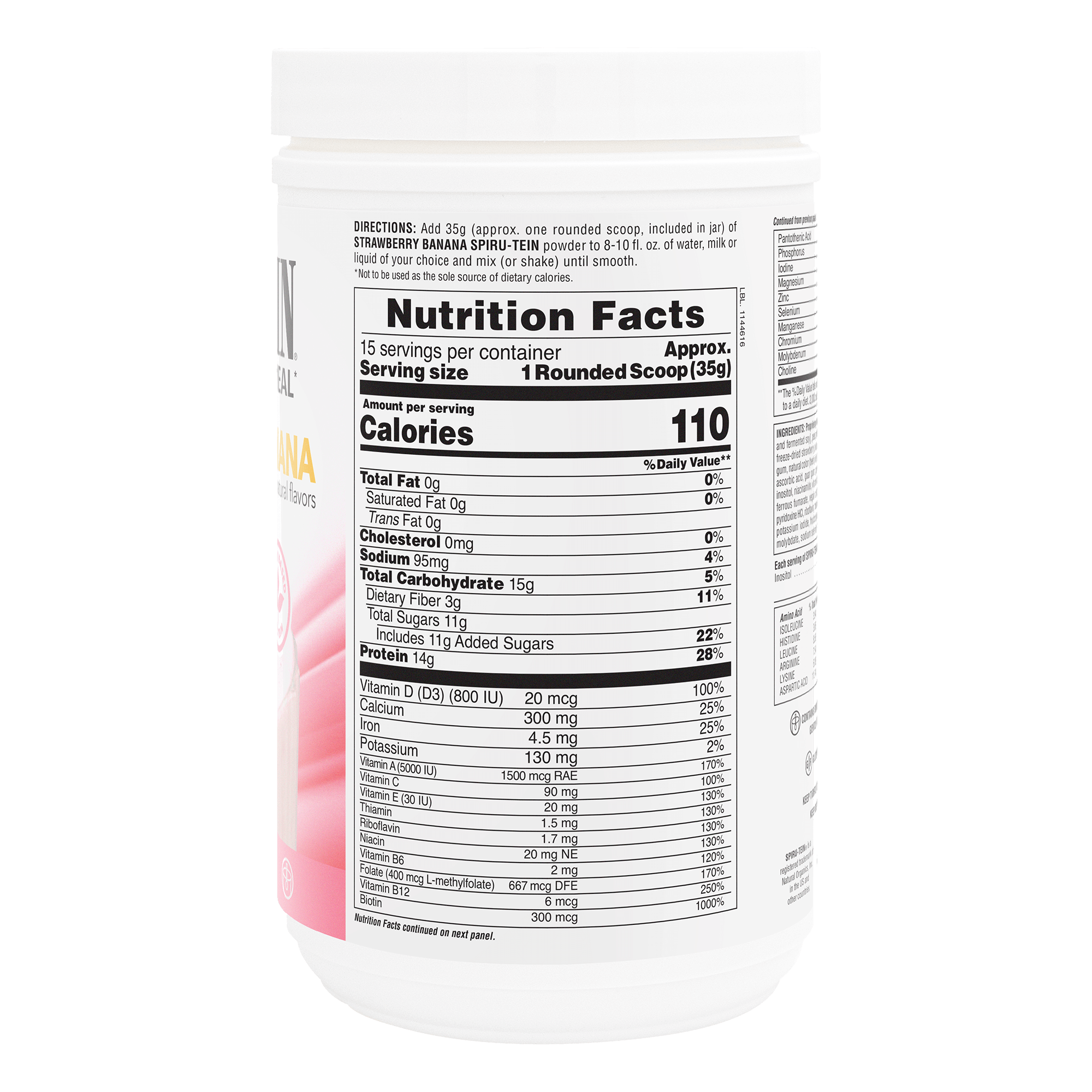 SPIRU-TEIN® Protein Powder Meal** - Strawberry Banana flavor - 1.16 LB