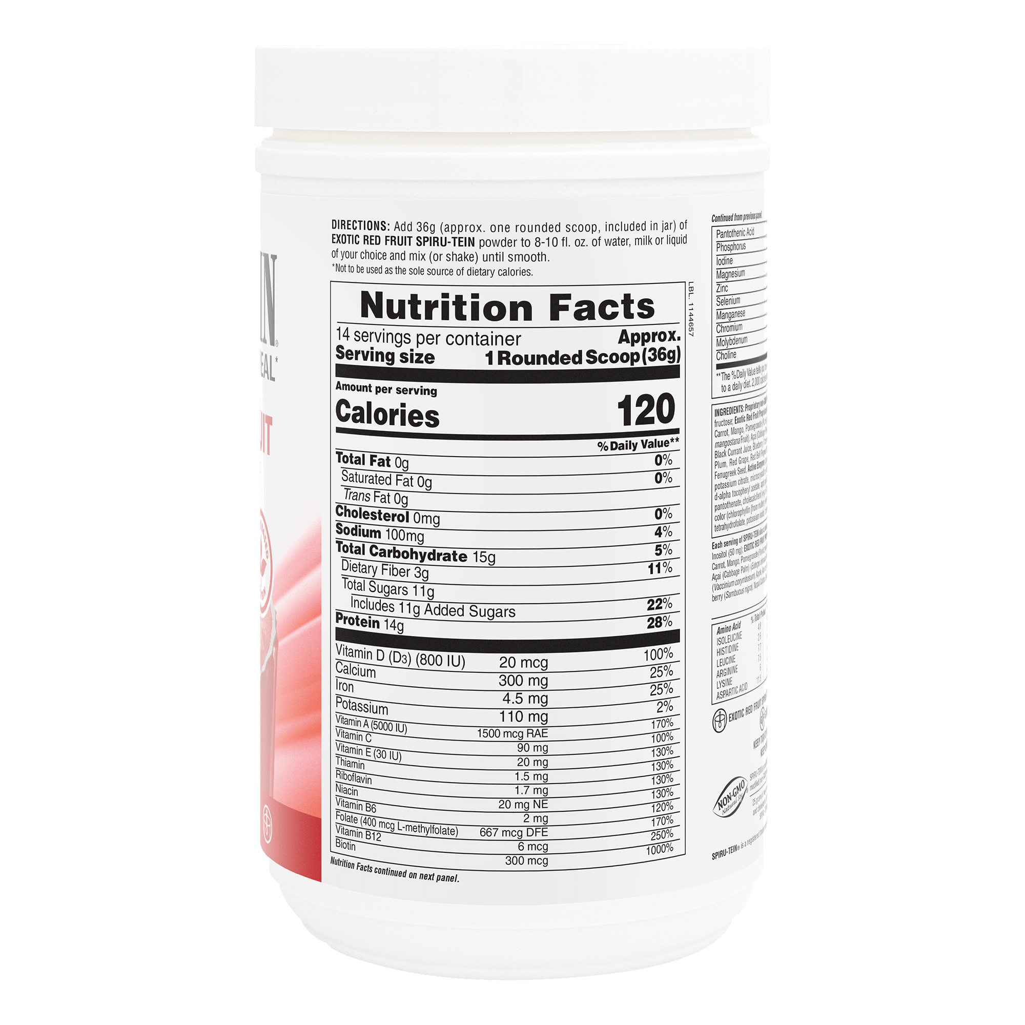 SPIRU-TEIN® Protein Powder Meal** - Exotic Red Fruit
