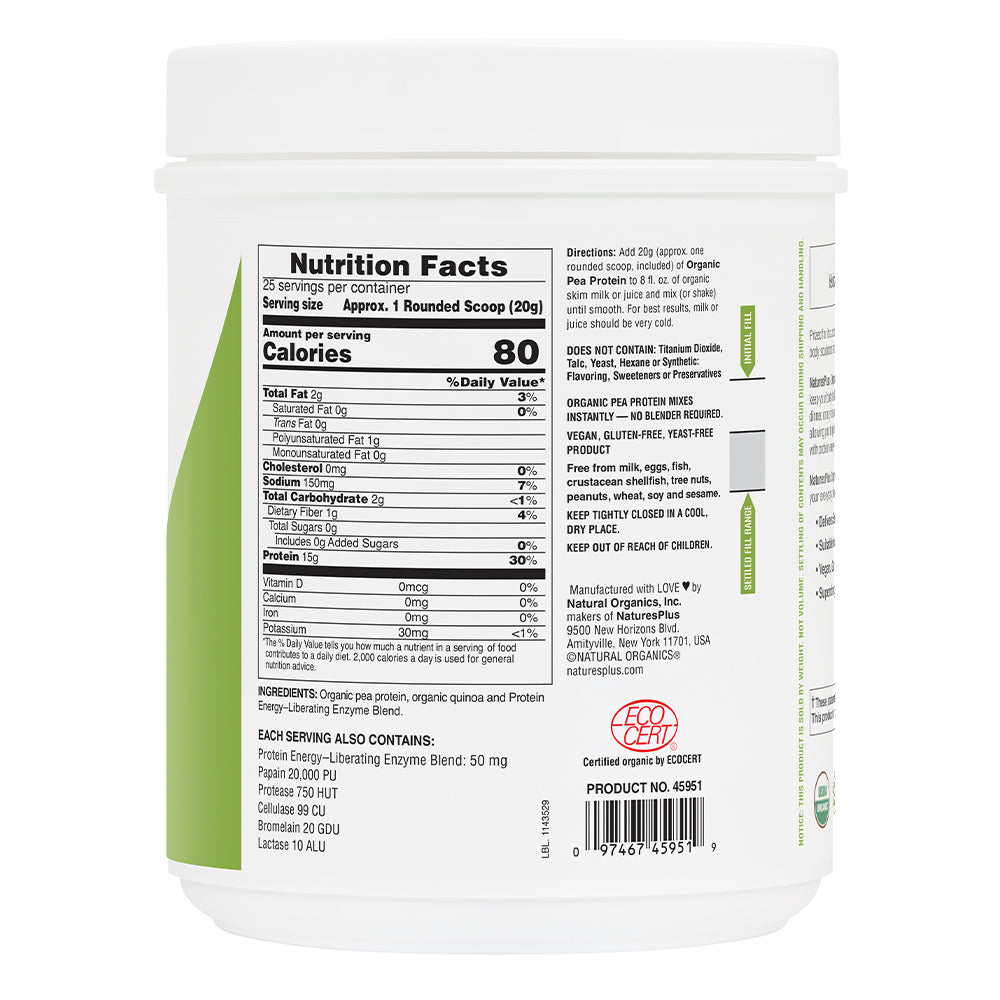product image of Organic Pea Protein Powder containing 1.10 LB