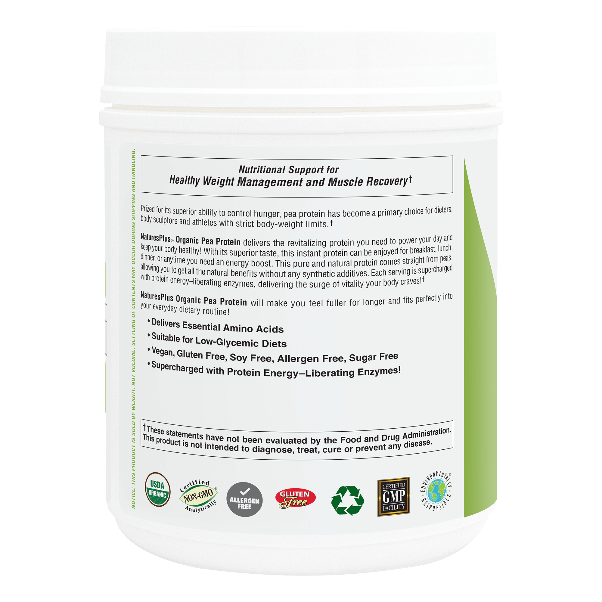 Organic Pea Protein Powder - 1.10 LB