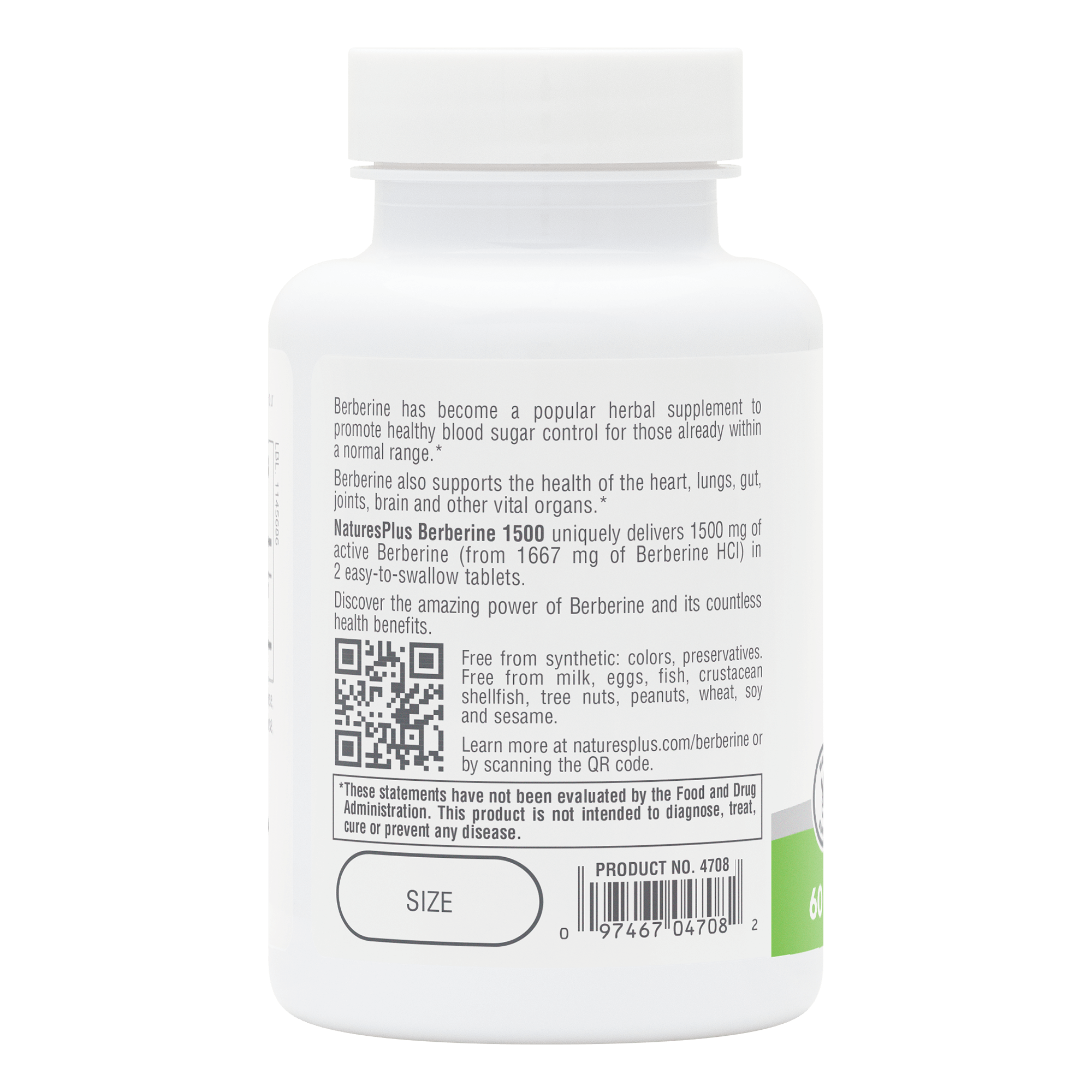 NaturesPlus PRO Berberine 1500 MG Tablets - 60 Count