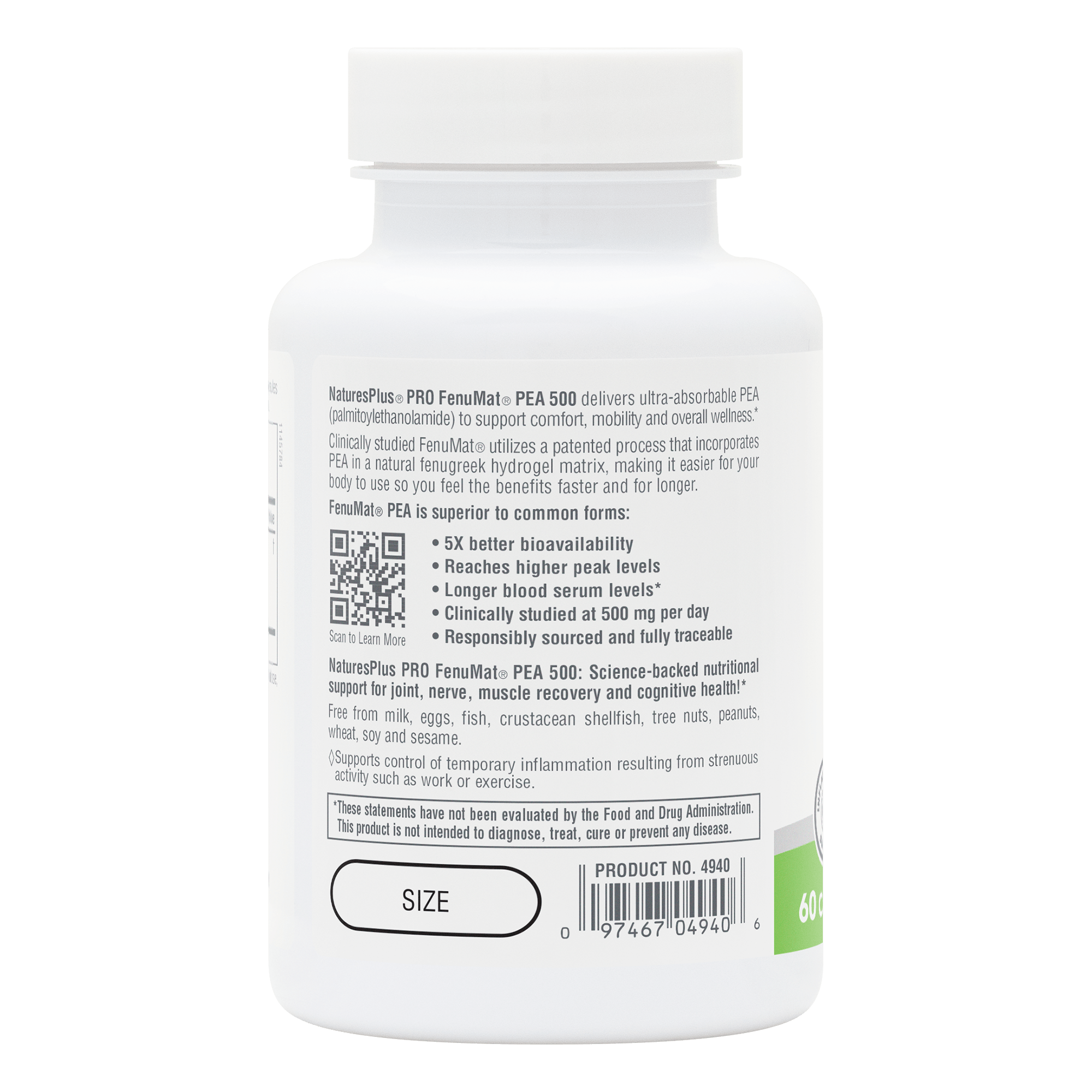 NaturesPlus PRO FenuMat® PEA 500 - 60 Count
