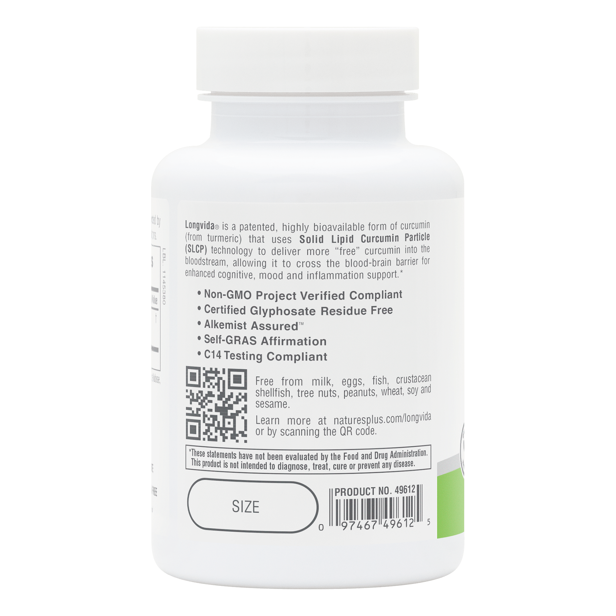 NaturesPlus PRO Curcumin Longvida® 500 MG Capsules - 60 Count