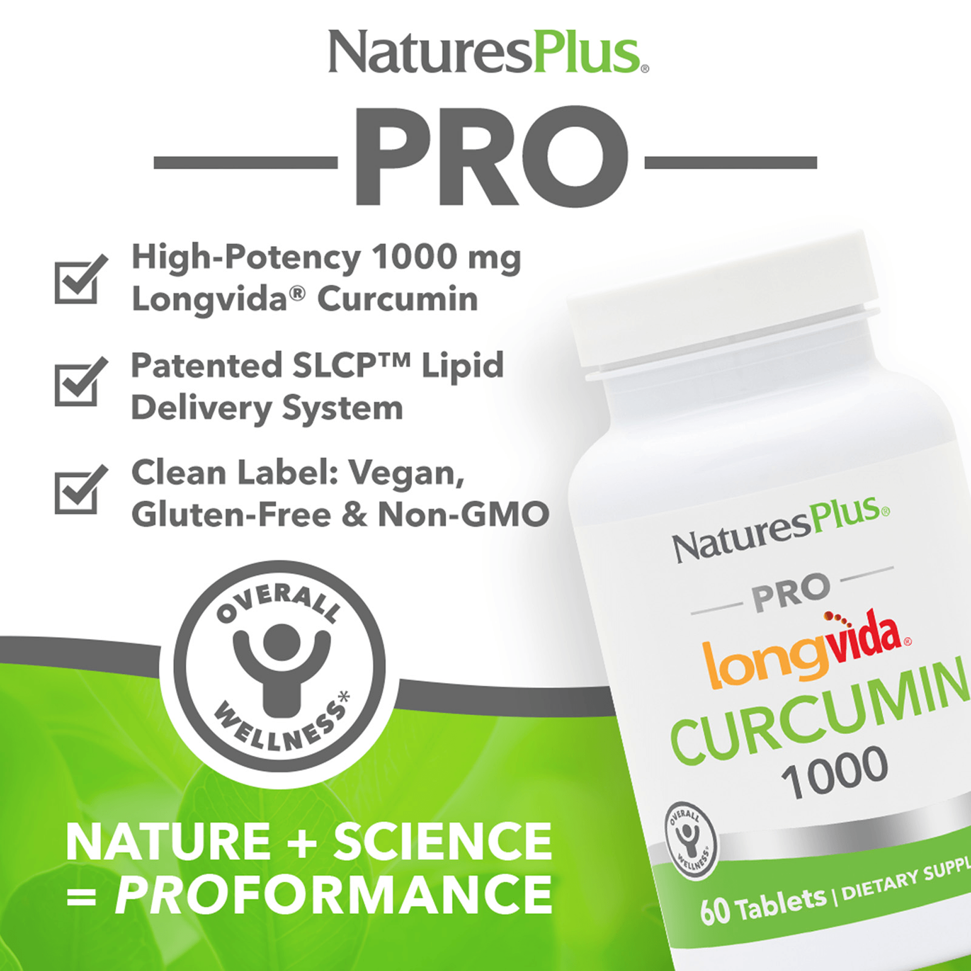 NaturesPlus PRO Curcumin Longvida® 1000 MG Tablets - 60 Count