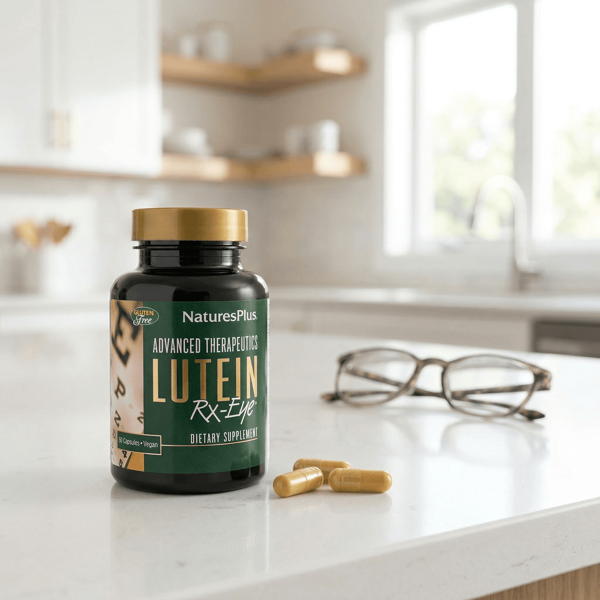 advanced eye care with lutein 40mg bilberry 260mg l-glutathione 50mg Rx-Eye® Capsules under eye lightening