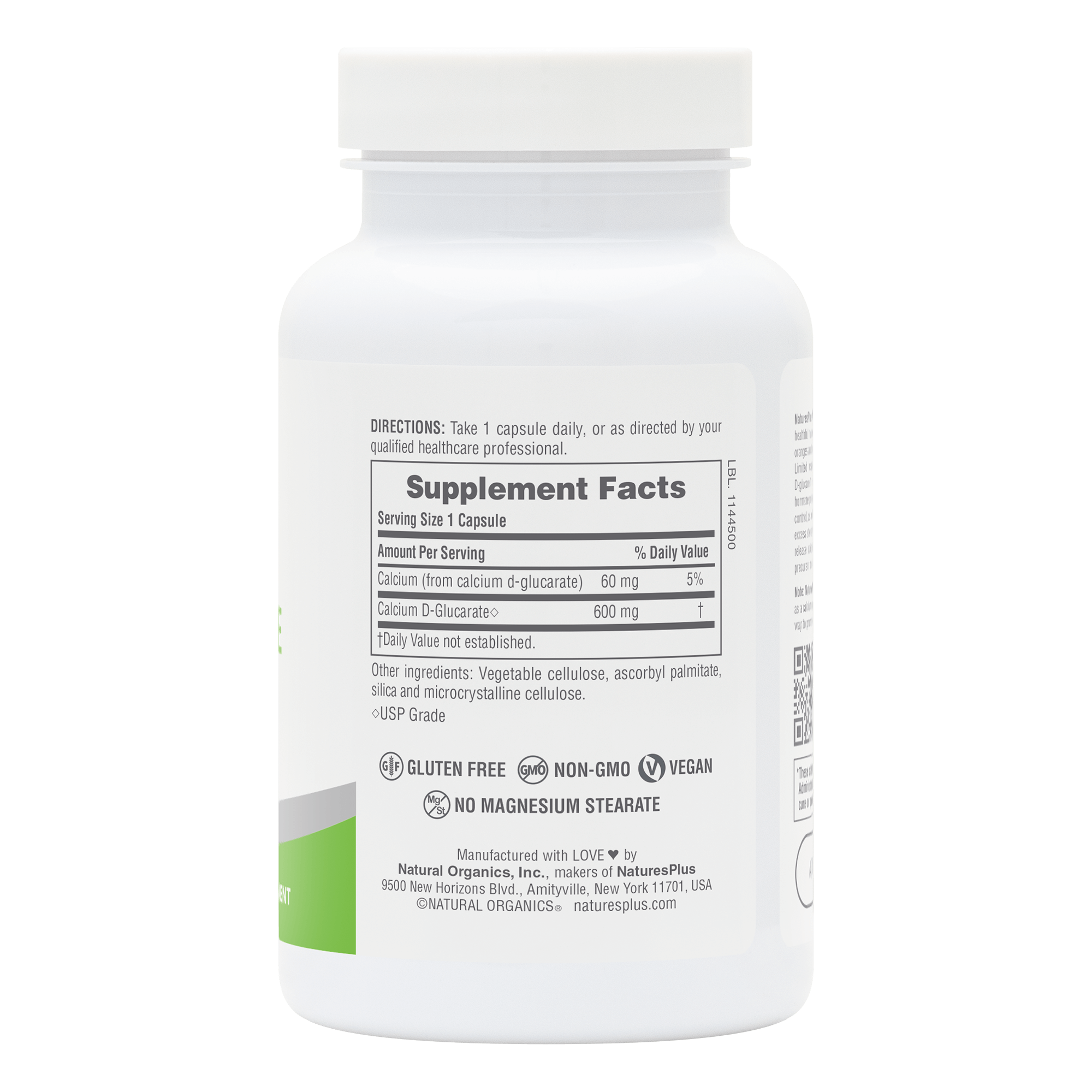 NaturesPlus PRO Calcium D-Glucarate (CDG) 600 MG Capsules - 90 Count