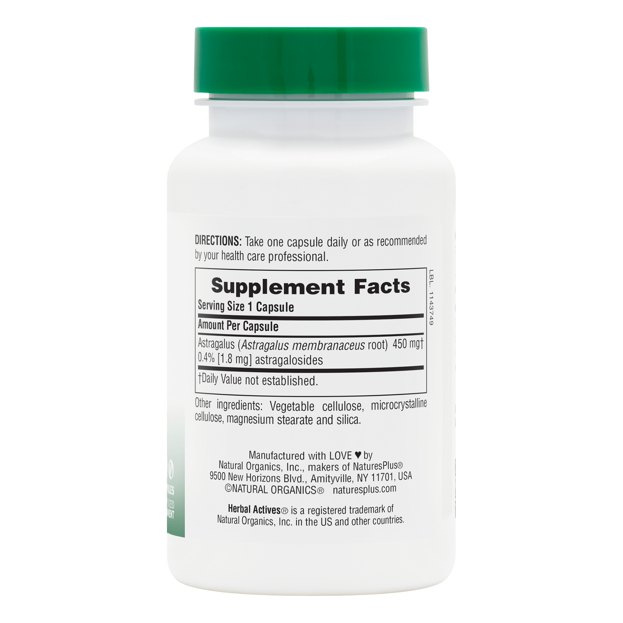 Herbal Actives Astragalus Capsules - 60 Count