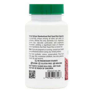 Second side product image of Herbal Actives Red Yeast Rice Capsules containing 60 Count