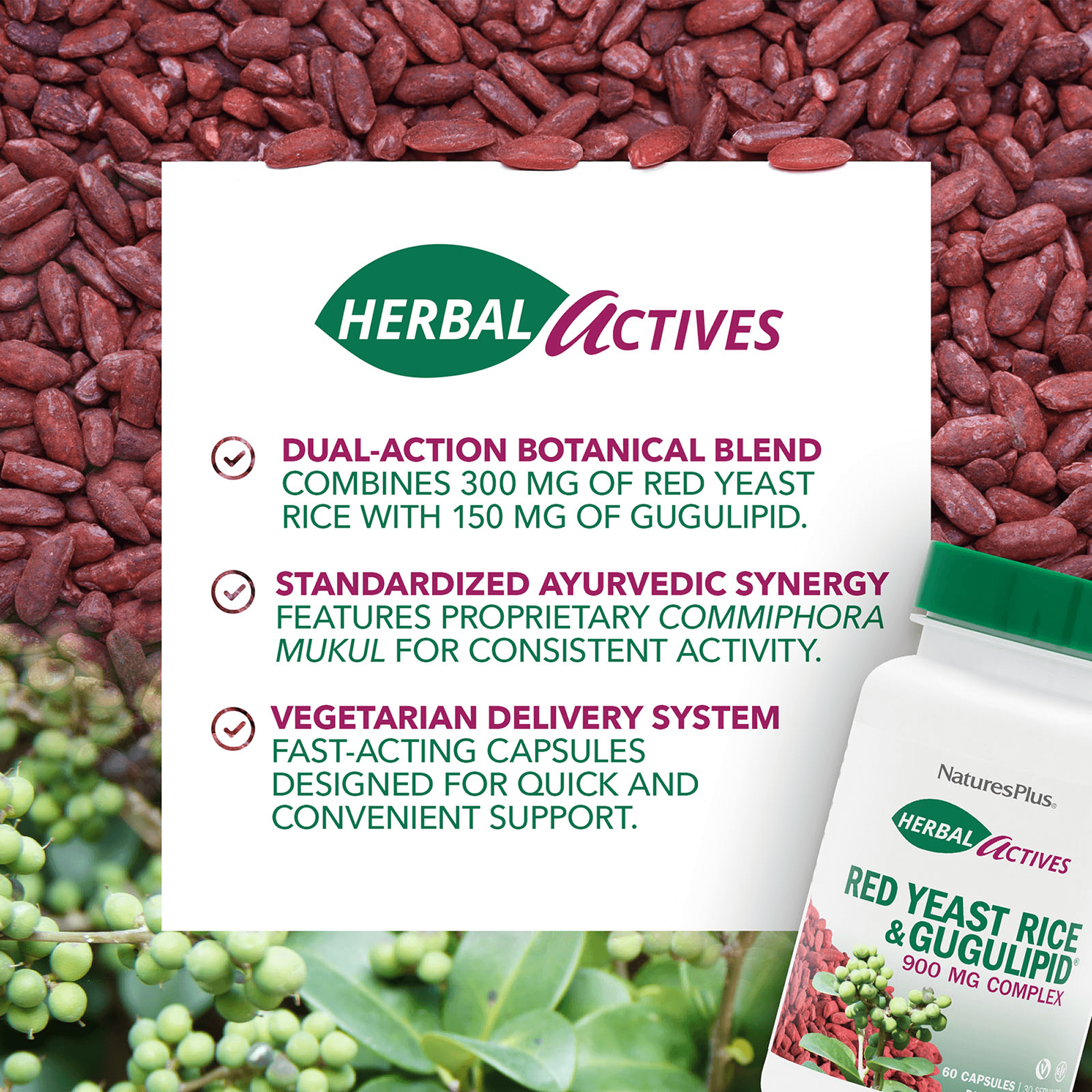 Herbal Actives® Red Yeast Rice/Gugulipid® Capsules - 60 Count