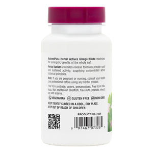 Second side product image of Herbal Actives Ginkgo Biloba Extended Release Tablets containing 60 Count