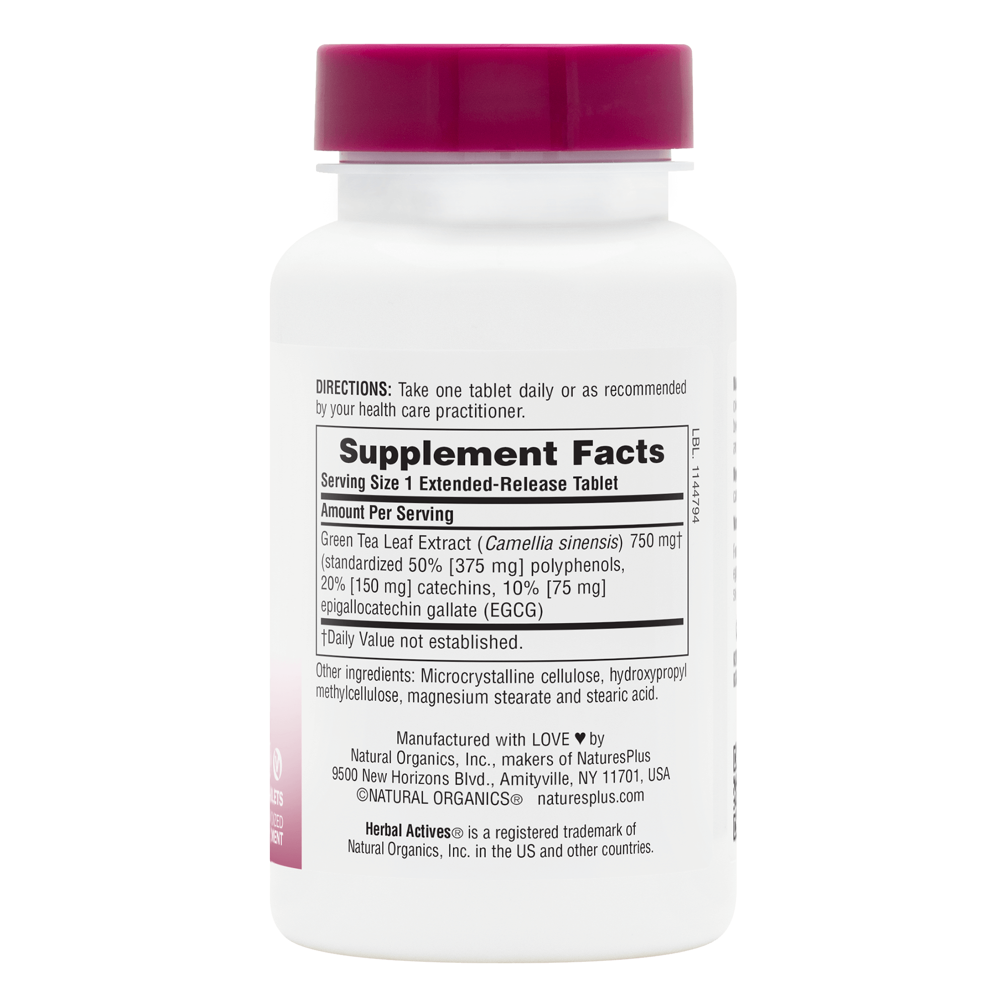 Herbal Actives Green Tea Extended Release Tablets - 30 Count
