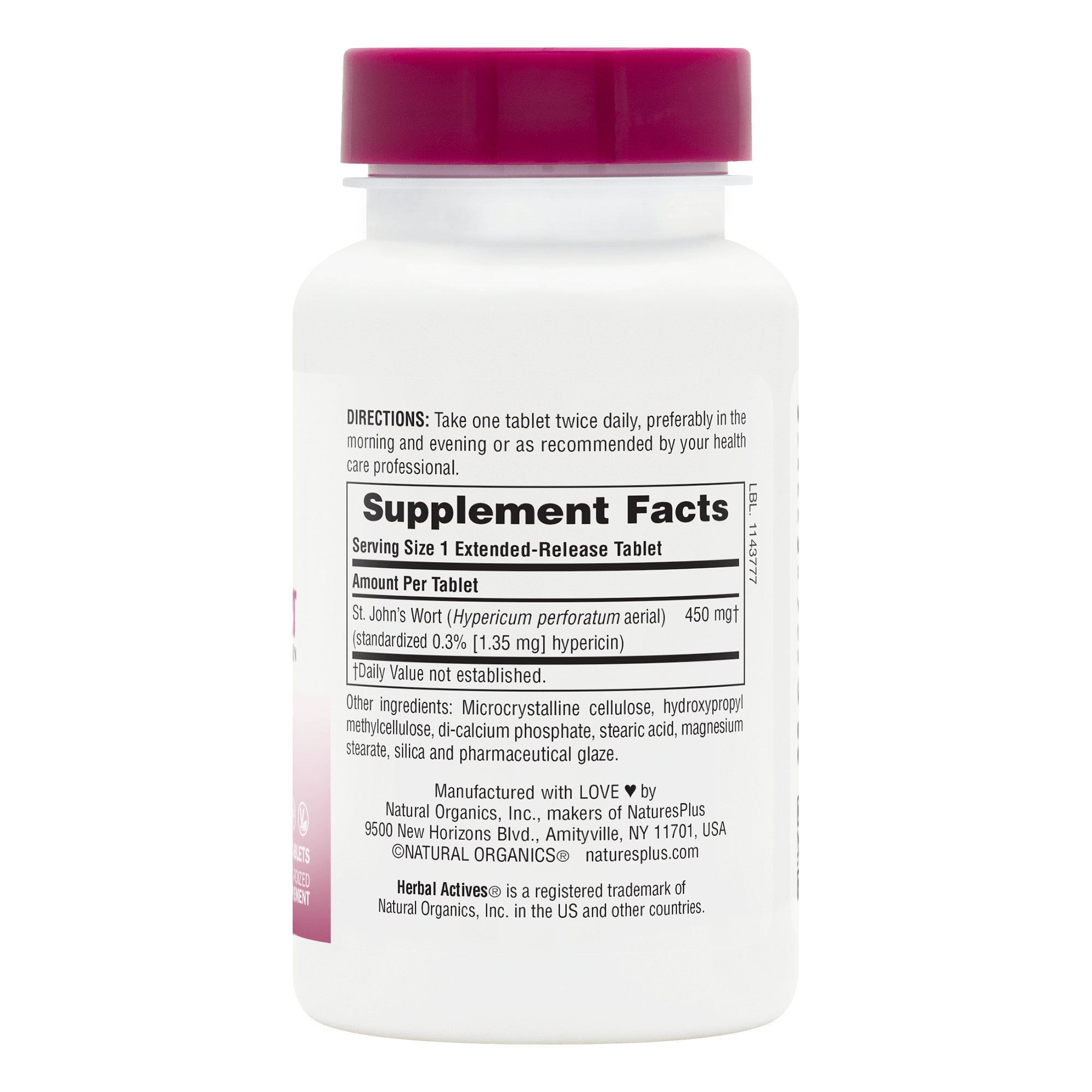 Herbal Actives® St. John's Wort 450 mg Extended Release Tablets - 60 Count