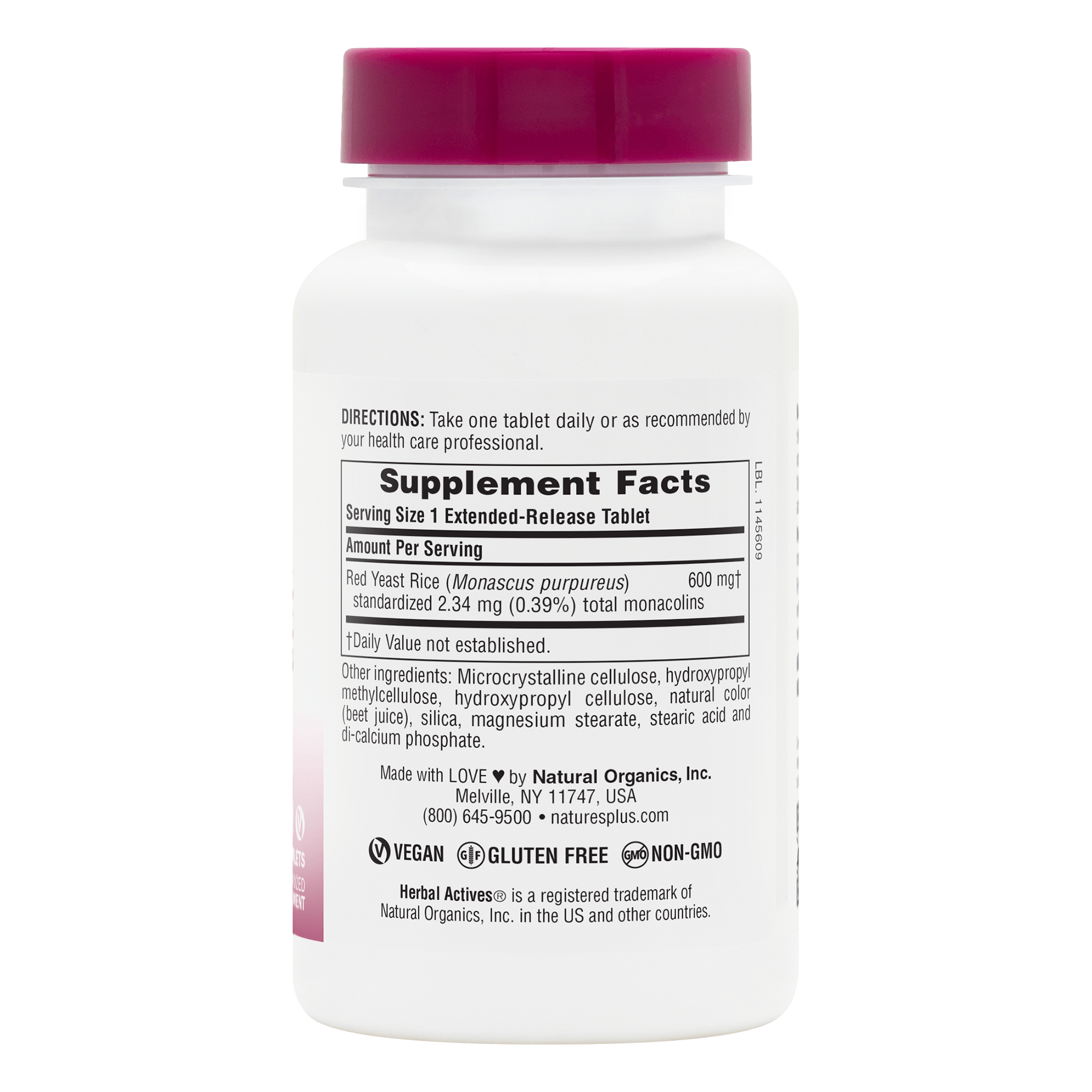 Herbal Actives Red Yeast Rice Extended Release Tablets - 30 Count