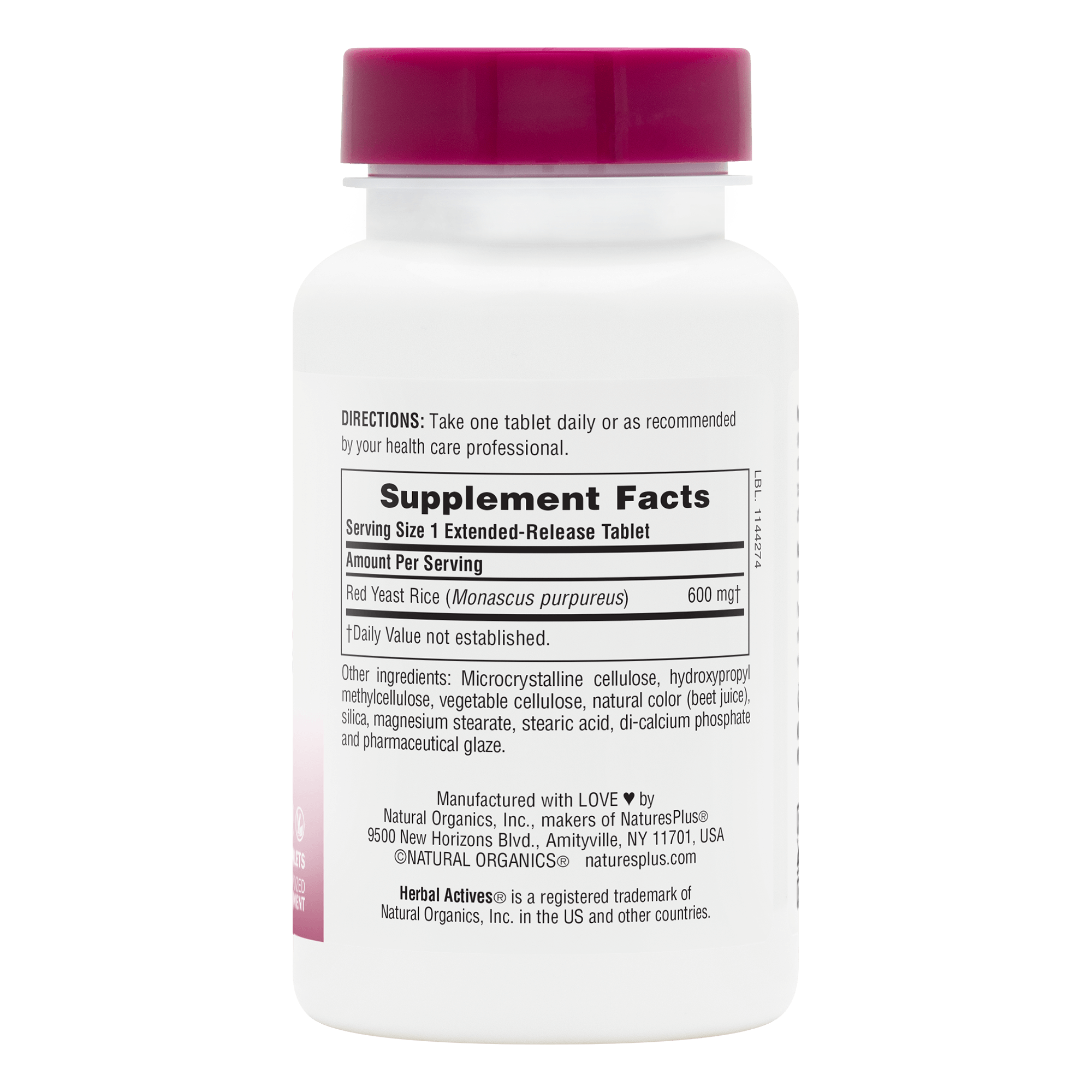 Herbal Actives Red Yeast Rice Extended Release Tablets - 30 Count
